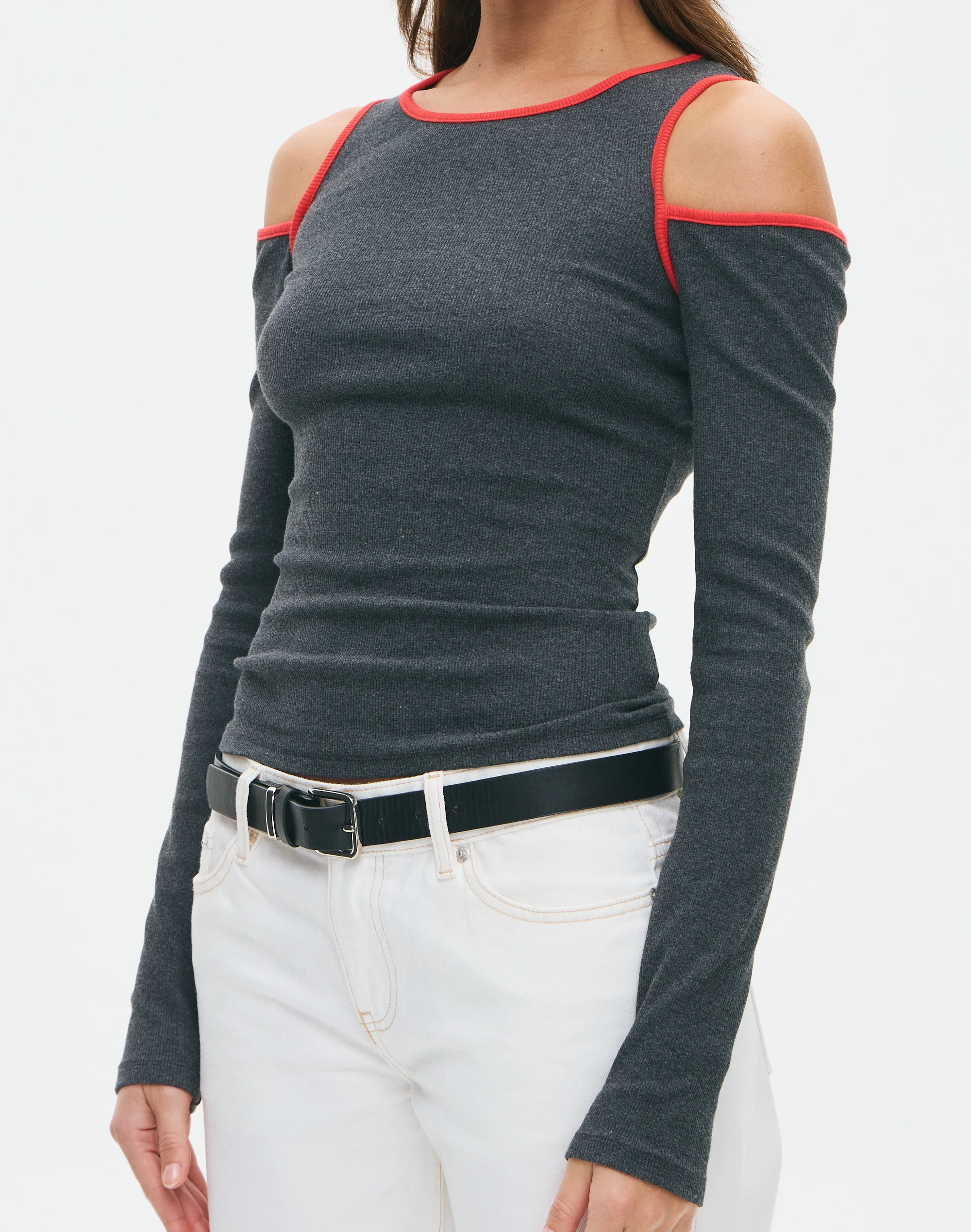 Contrast Off Shoulder Longsleeve Top Thundercloud X Racer Red 6 Contrast Off Shoulder Longsleeve Top Thundercloud X Racer Red