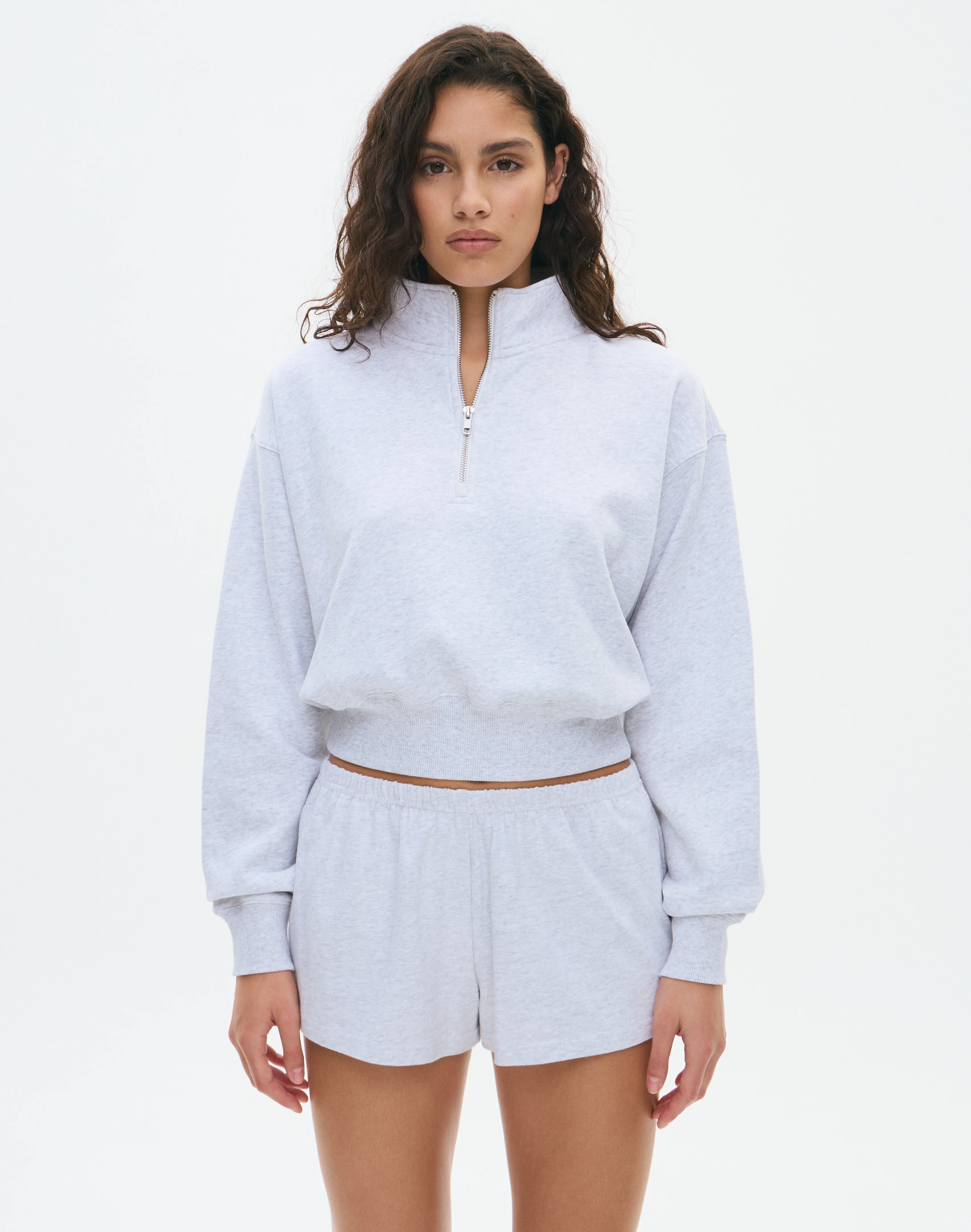 Quarter Zip Sweat Snow Marle
