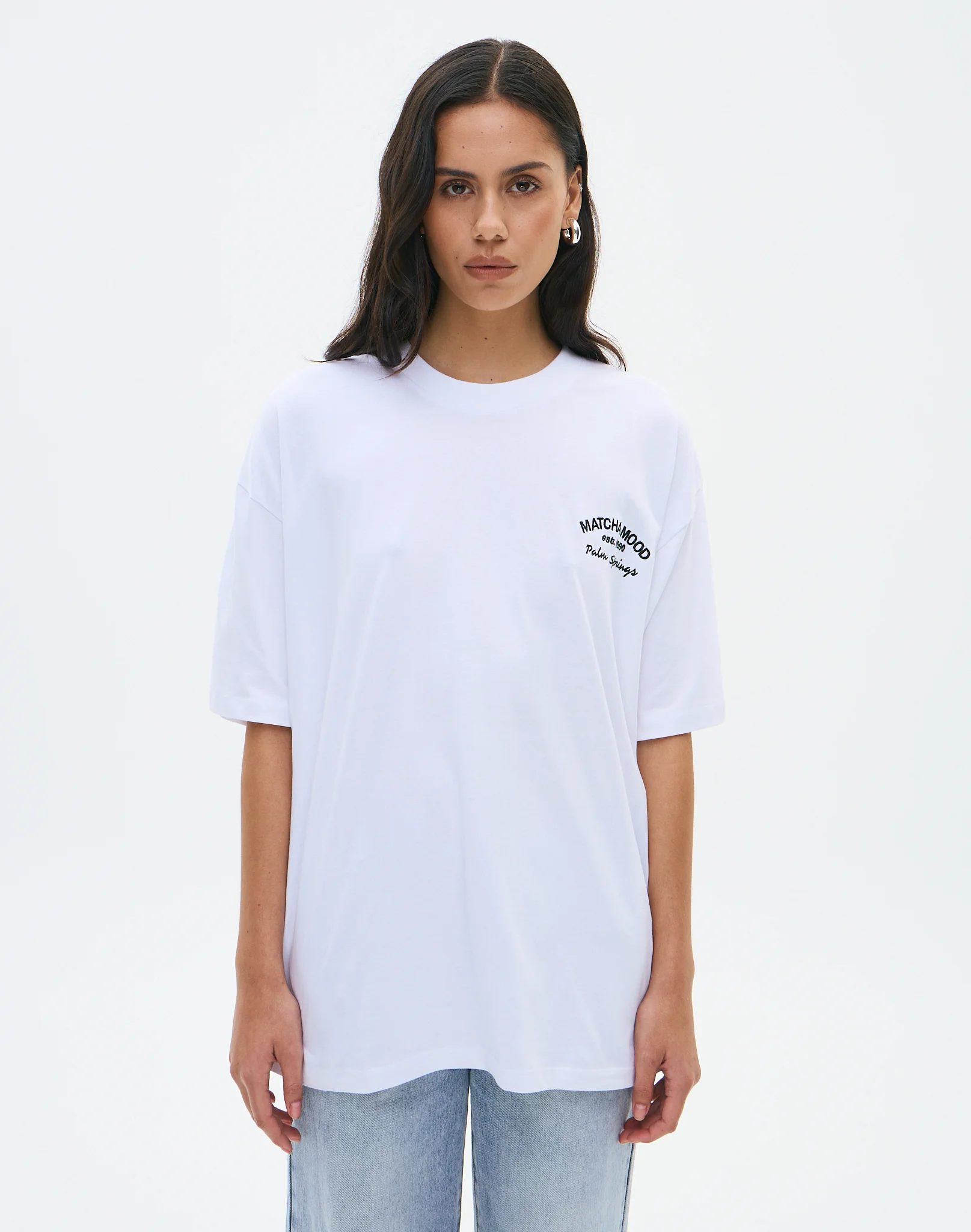 Graphic Oversized T-Shirt Strawberry Matcha X White