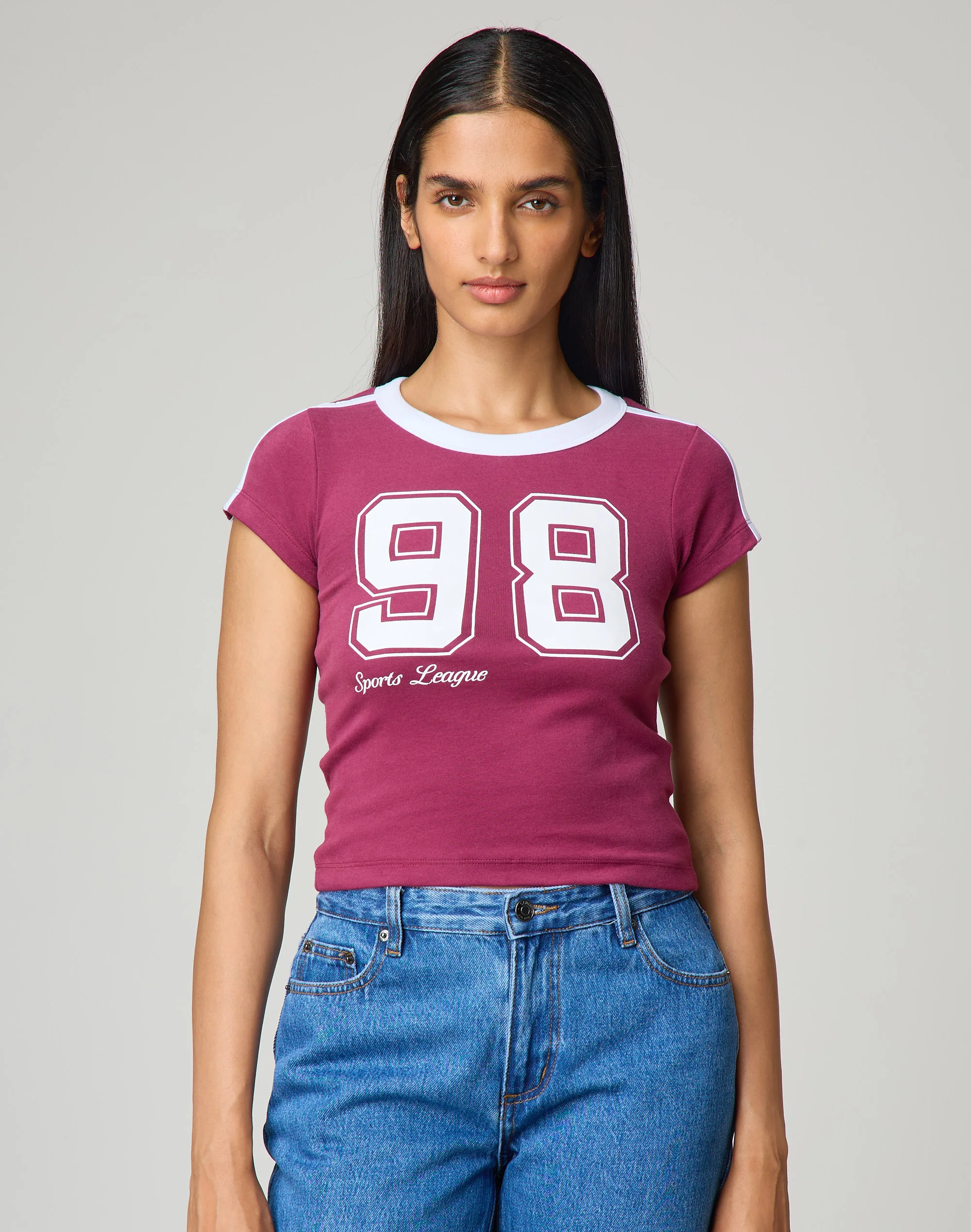 Cropped Fitted Graphic Tee 98 X Moody Plum