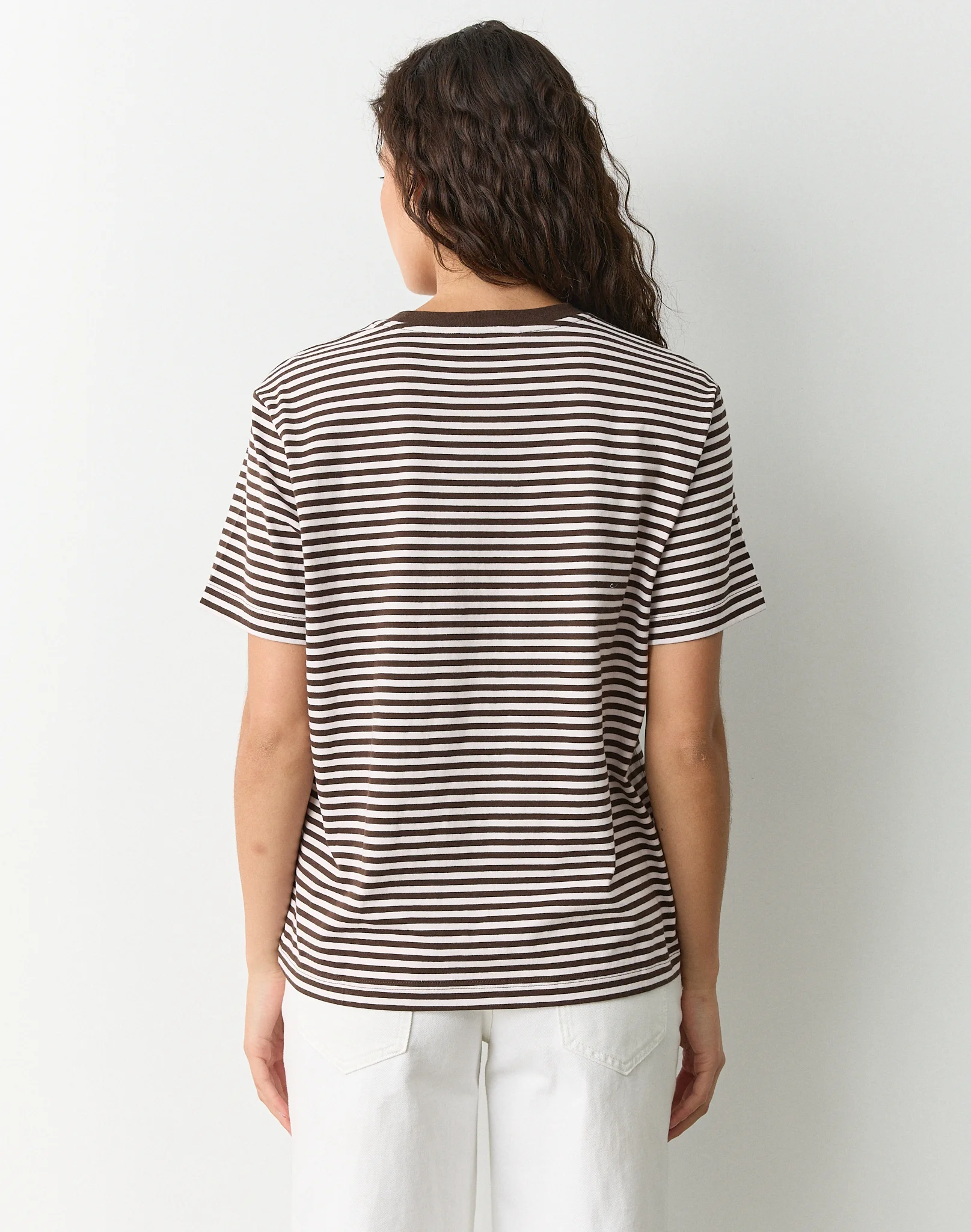 Cotton Oversized Boxy Tee Fudge Rose Bella Stripe