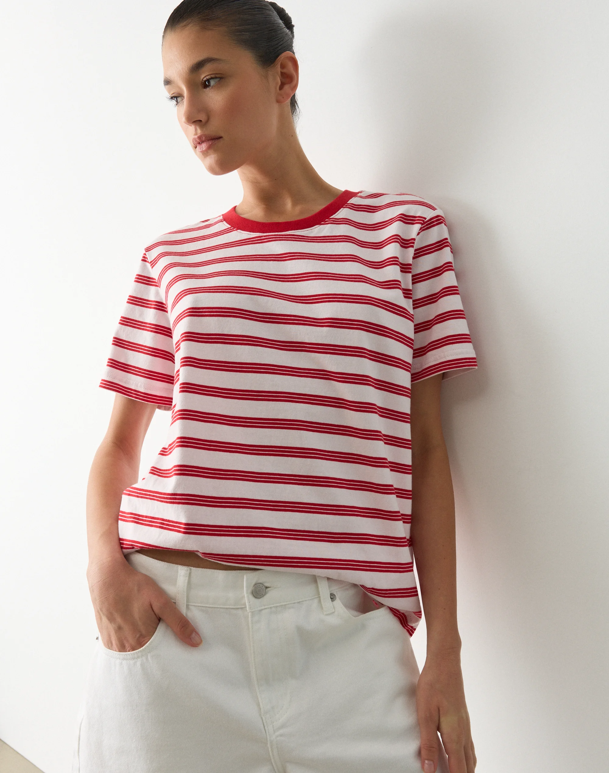 Cotton Oversized Boxy Tee Romance Cherry Lara Stripe