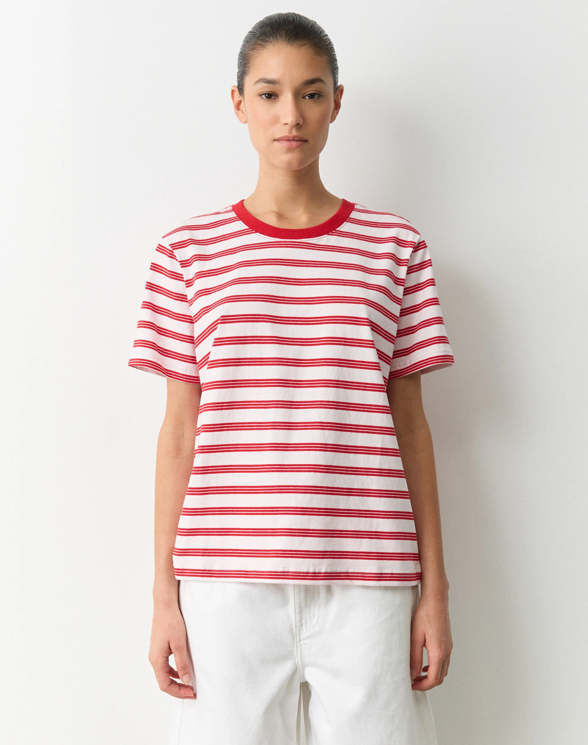 Cotton Oversized Boxy Tee Romance Cherry Lara Stripe
