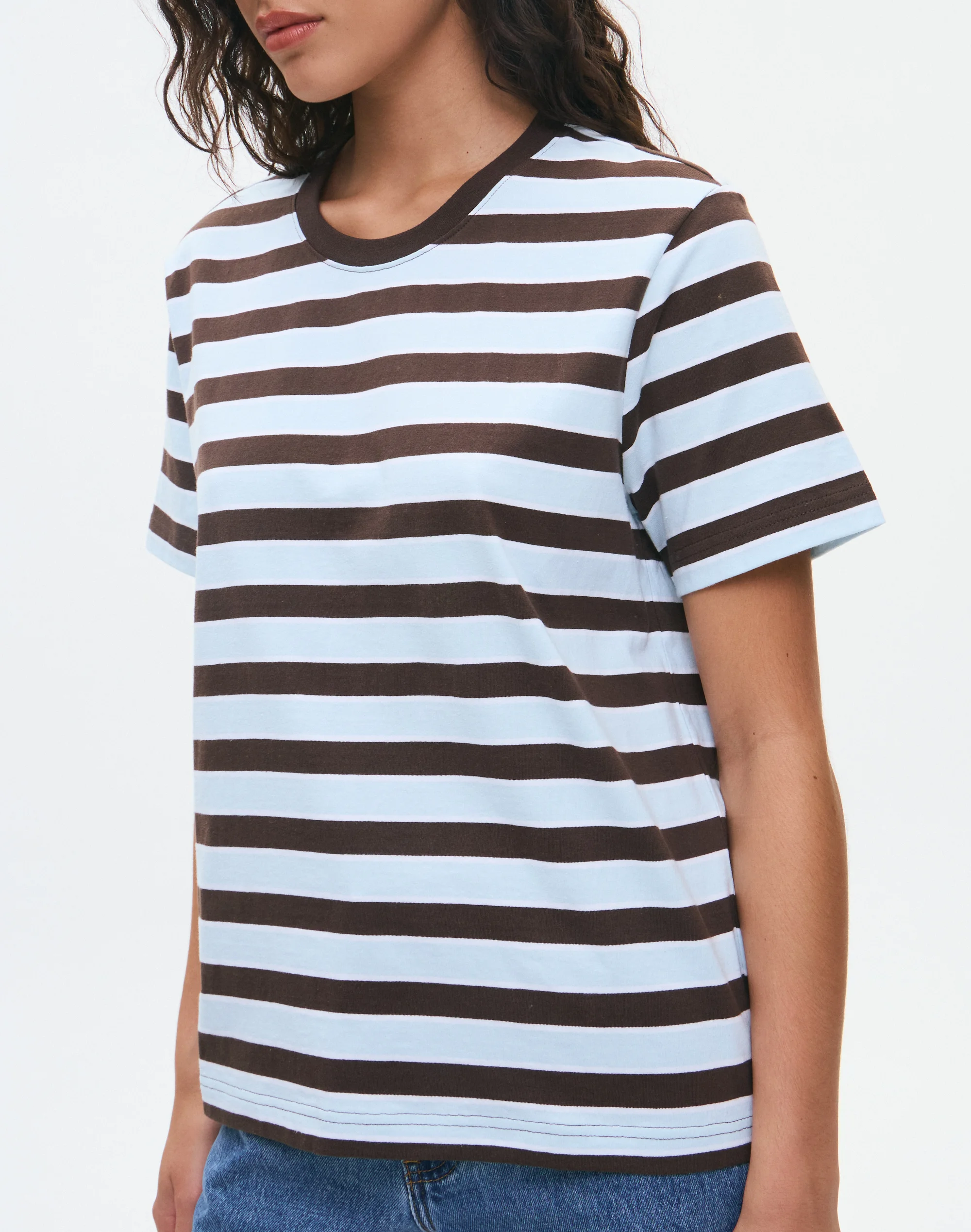 Cotton Oversized Boxy Tee Vapour Fudge Scout Stripe