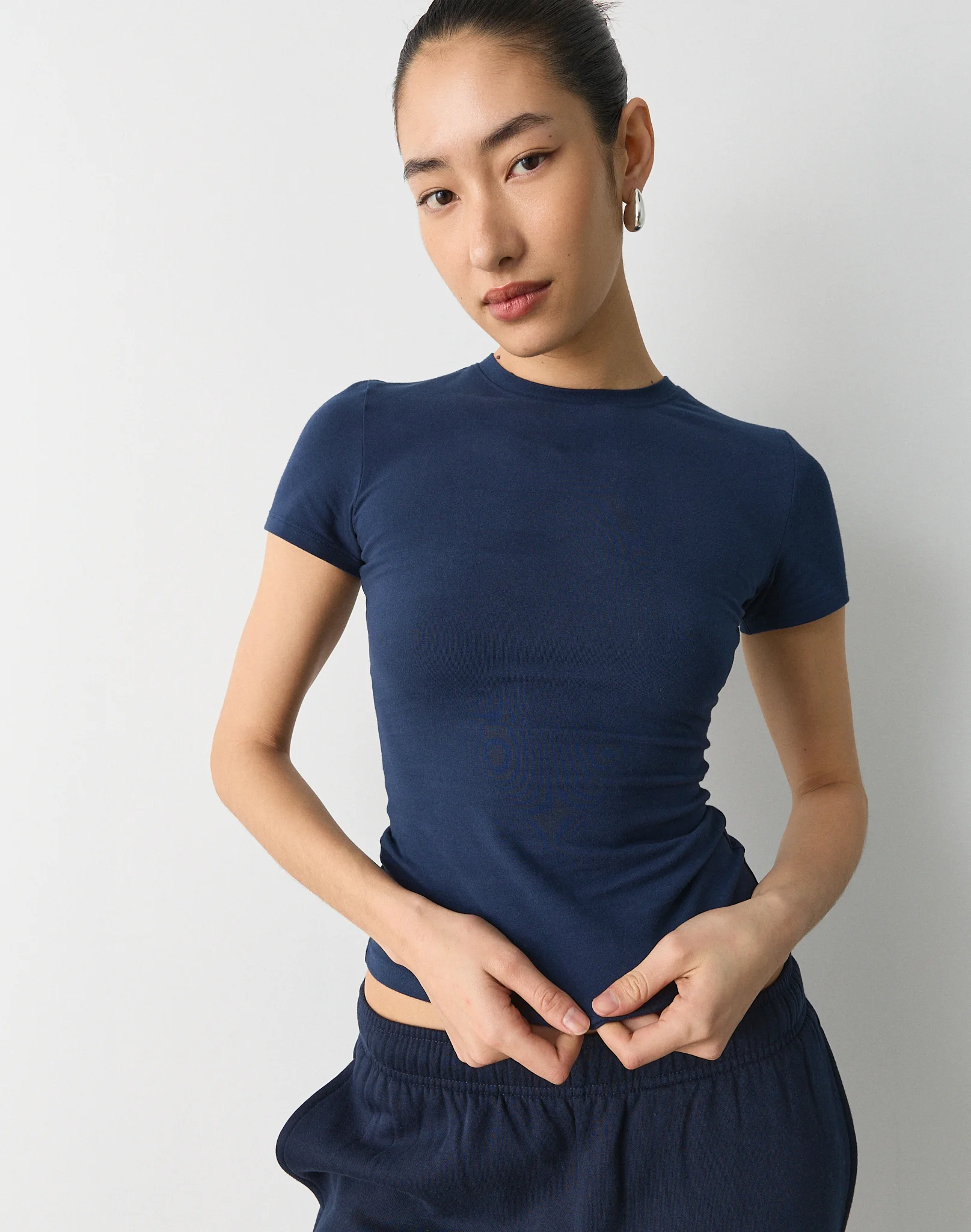Stretch Cotton Longline Tee Navy Envy