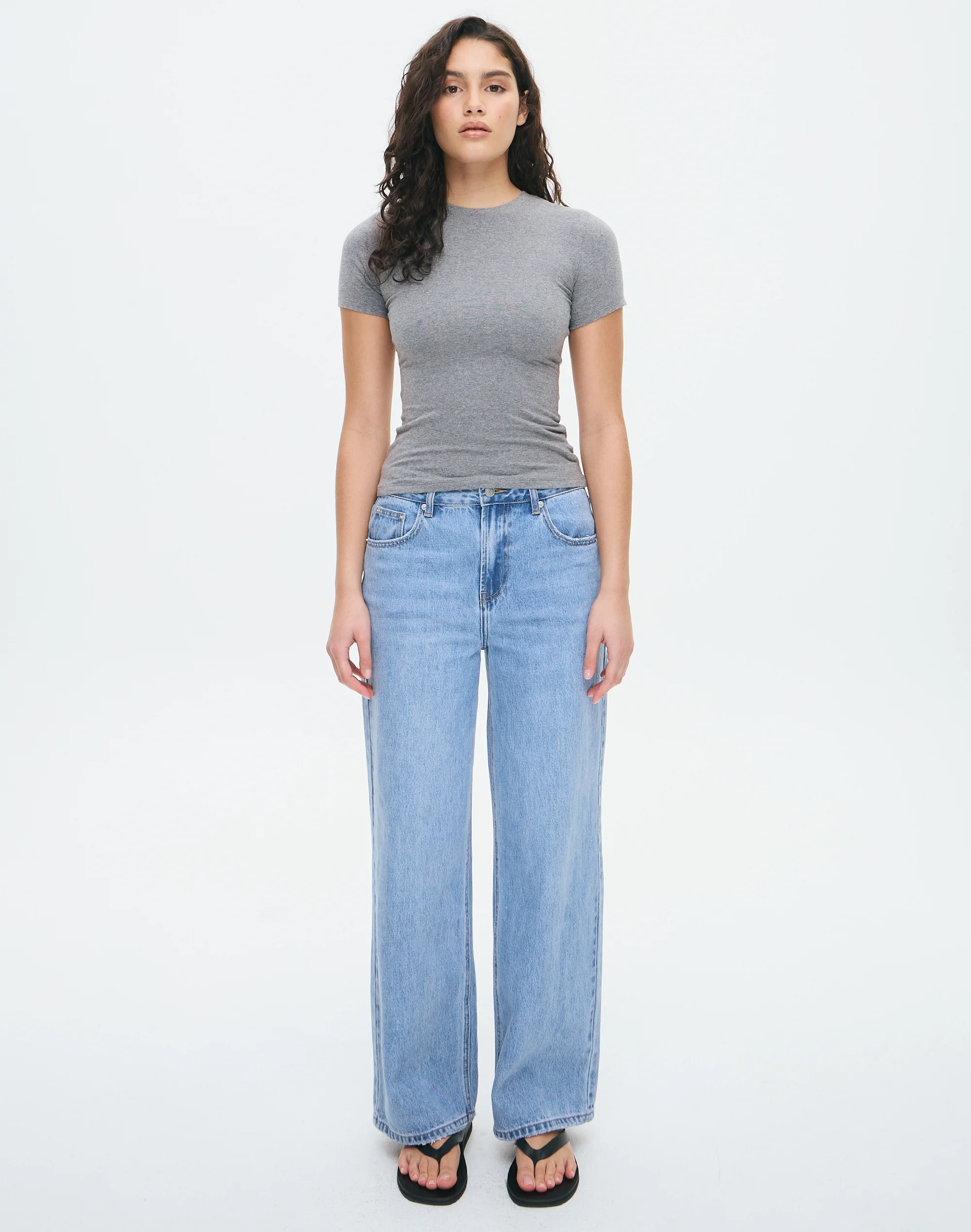 Stretch Cotton Longline Tee Silver Screen Marle 3 Stretch Cotton Longline Tee Silver Screen Marle