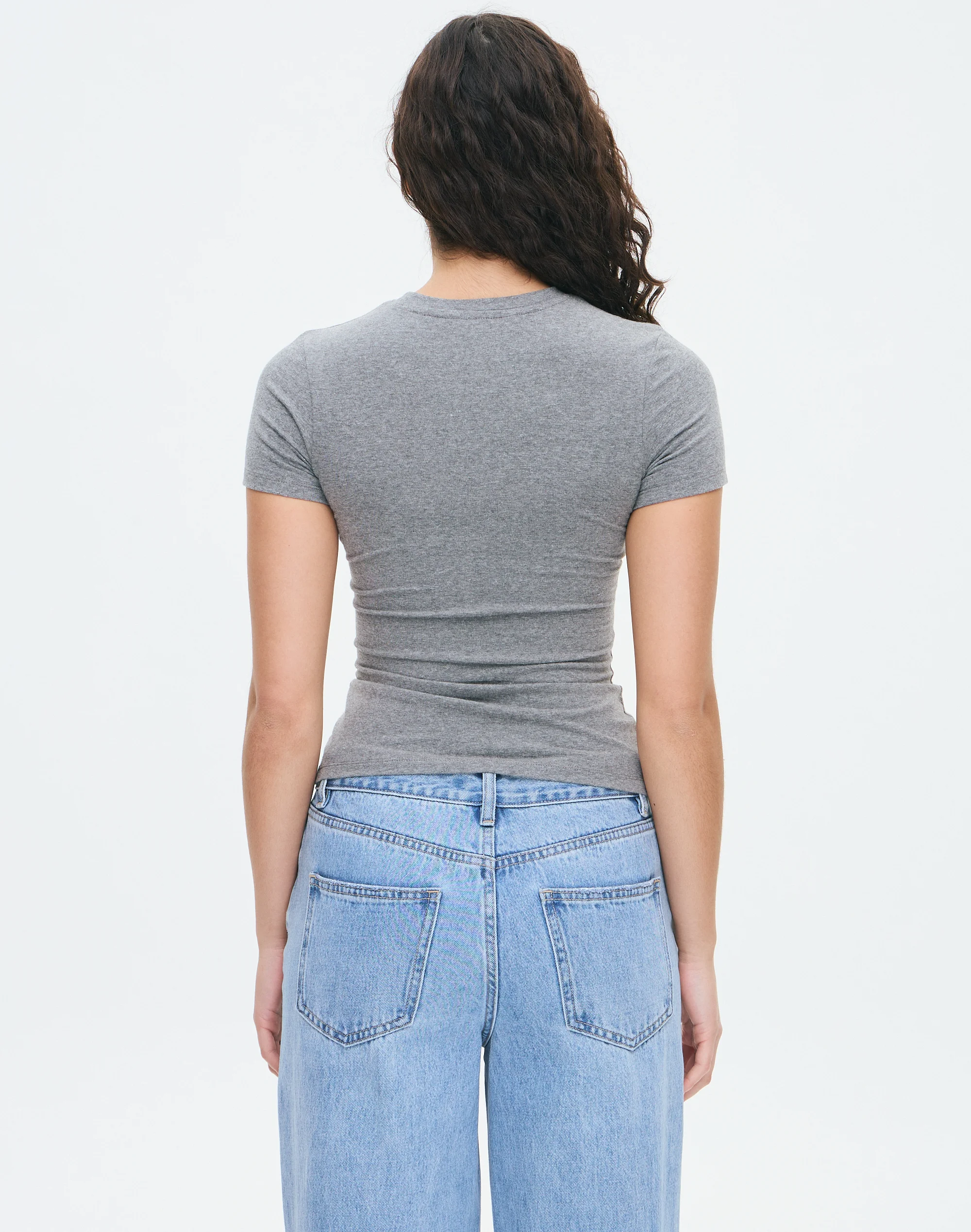 Stretch Cotton Longline Tee Silver Screen Marle 4 Stretch Cotton Longline Tee Silver Screen Marle