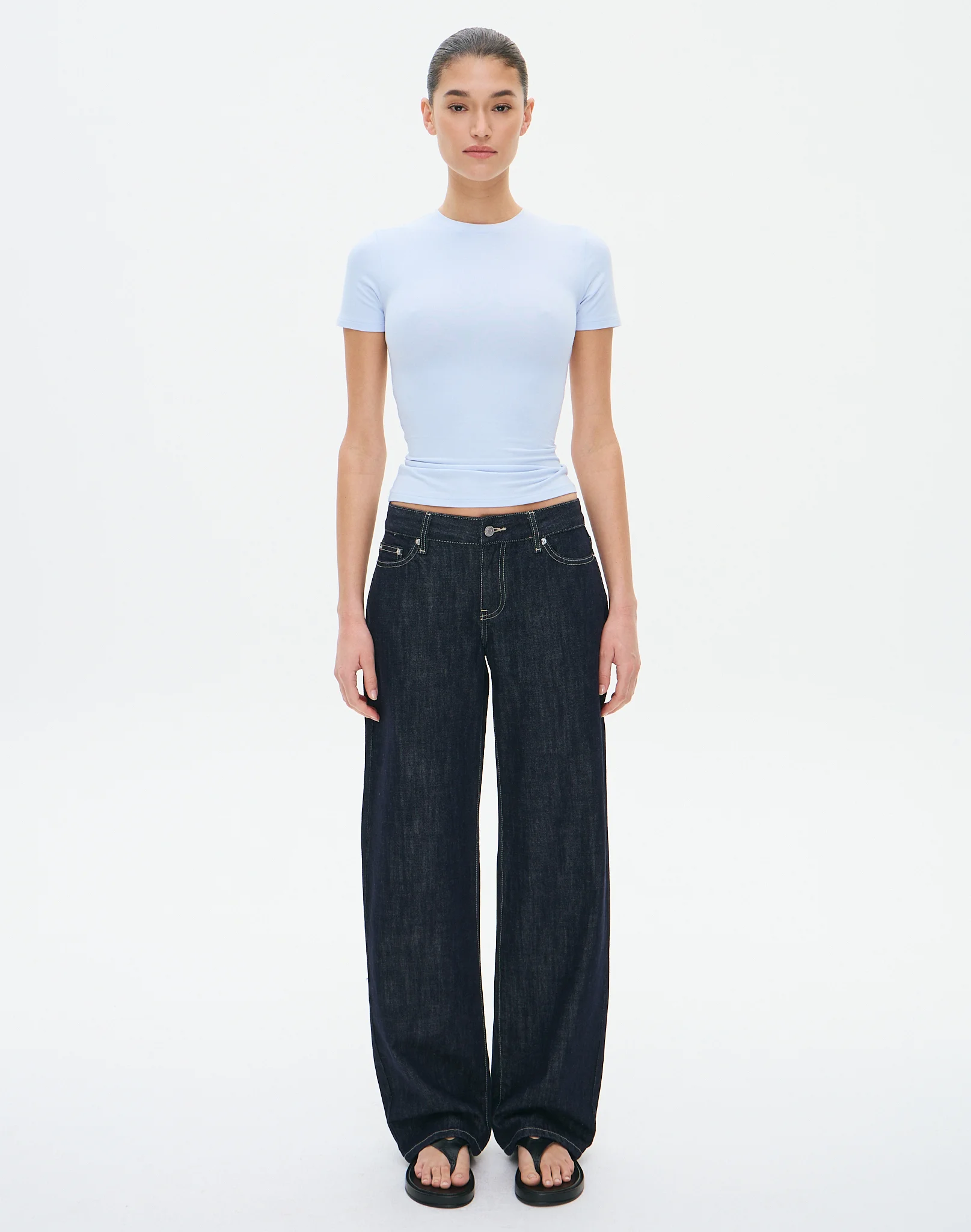 Stretch Cotton Longline Tee Western Blue 3 Stretch Cotton Longline Tee Western Blue
