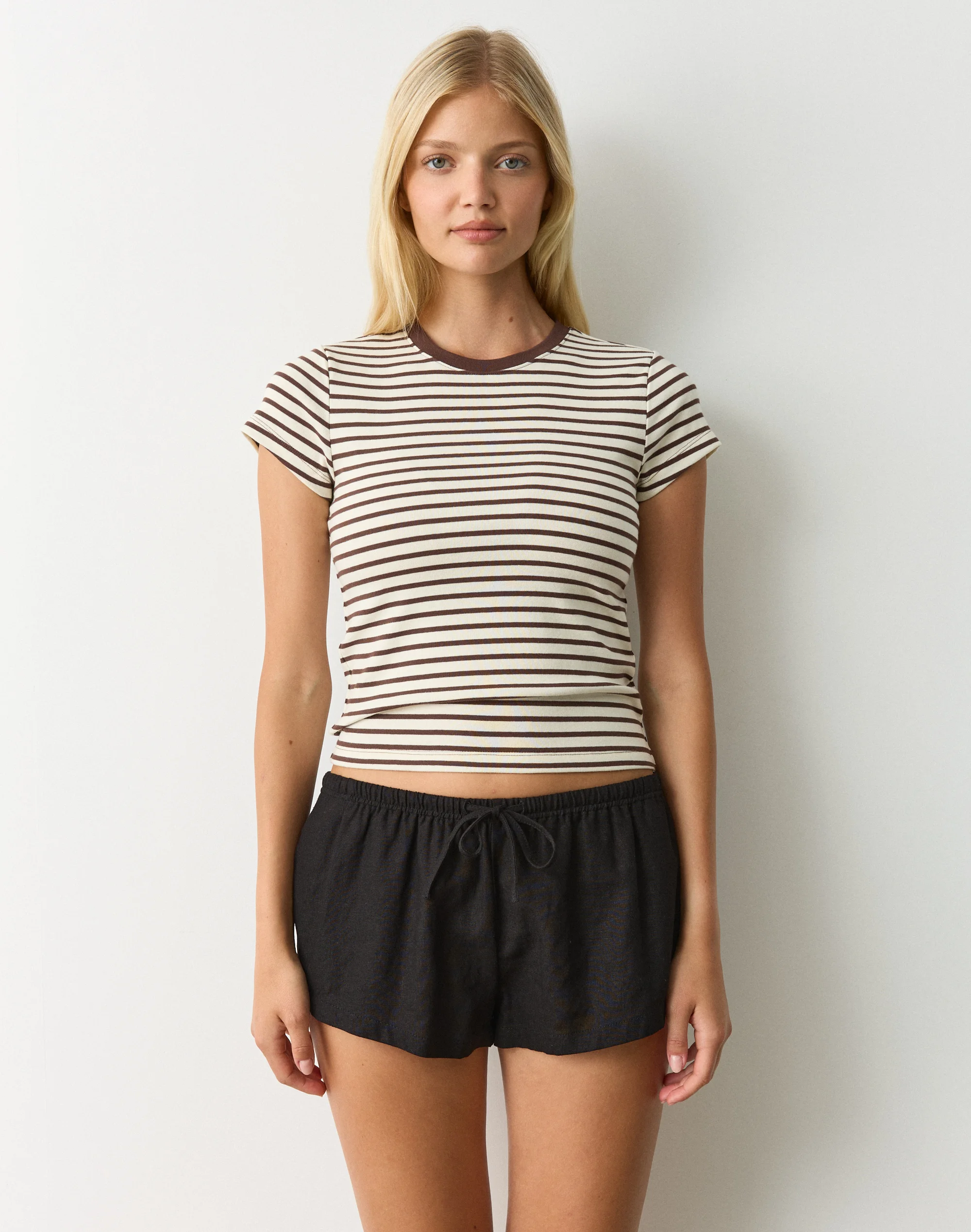 Cotton Basic Tee Caribbean Choc Clairo Stripe