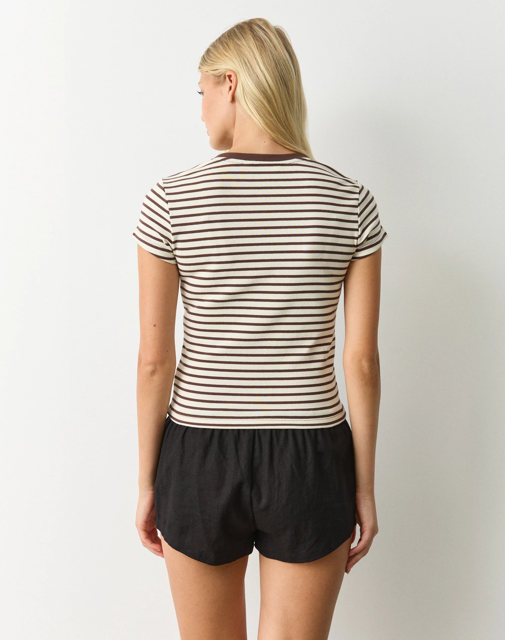 Cotton Basic Tee Caribbean Choc Clairo Stripe 4 Cotton Basic Tee Caribbean Choc Clairo Stripe