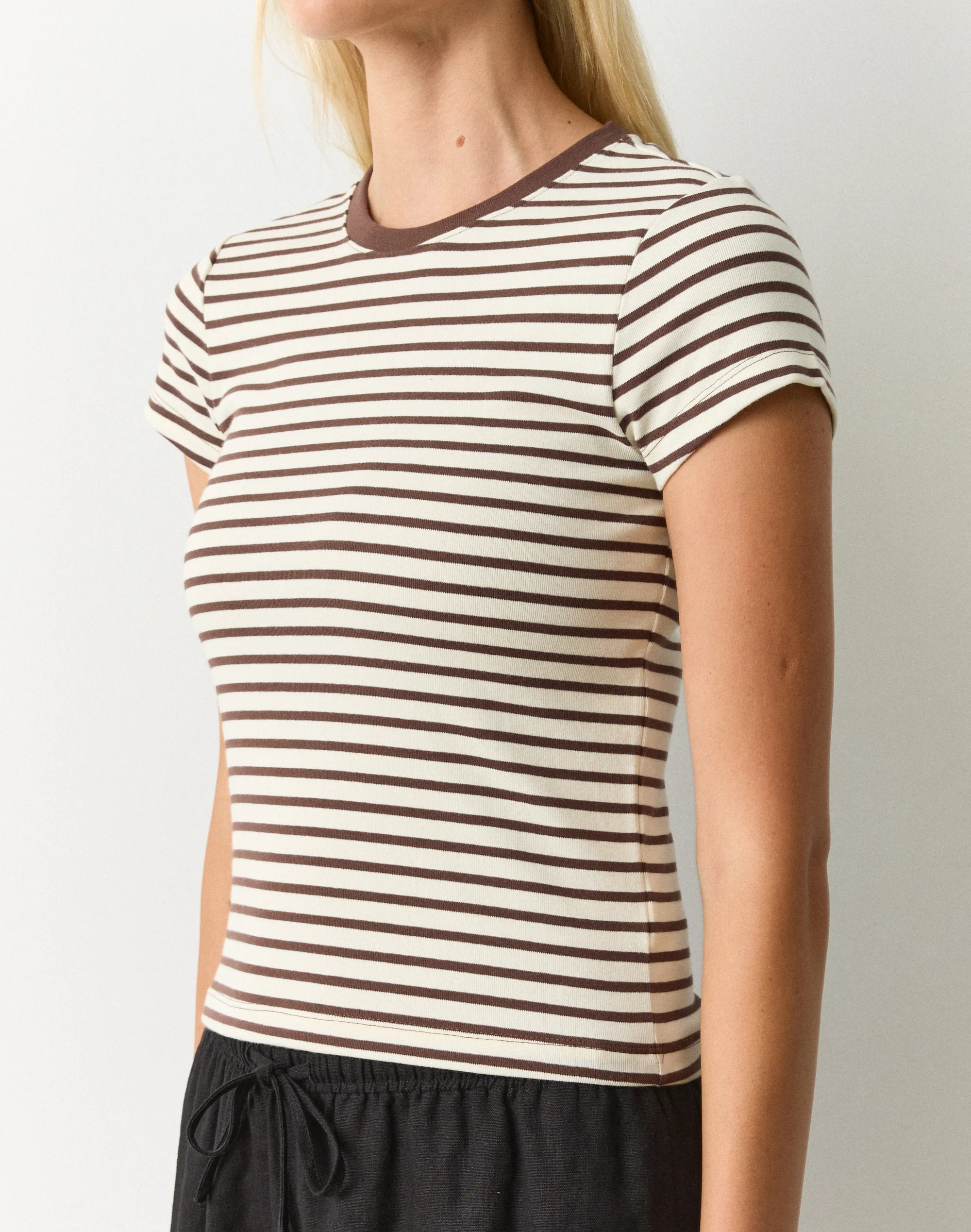 Cotton Basic Tee Caribbean Choc Clairo Stripe 5 Cotton Basic Tee Caribbean Choc Clairo Stripe