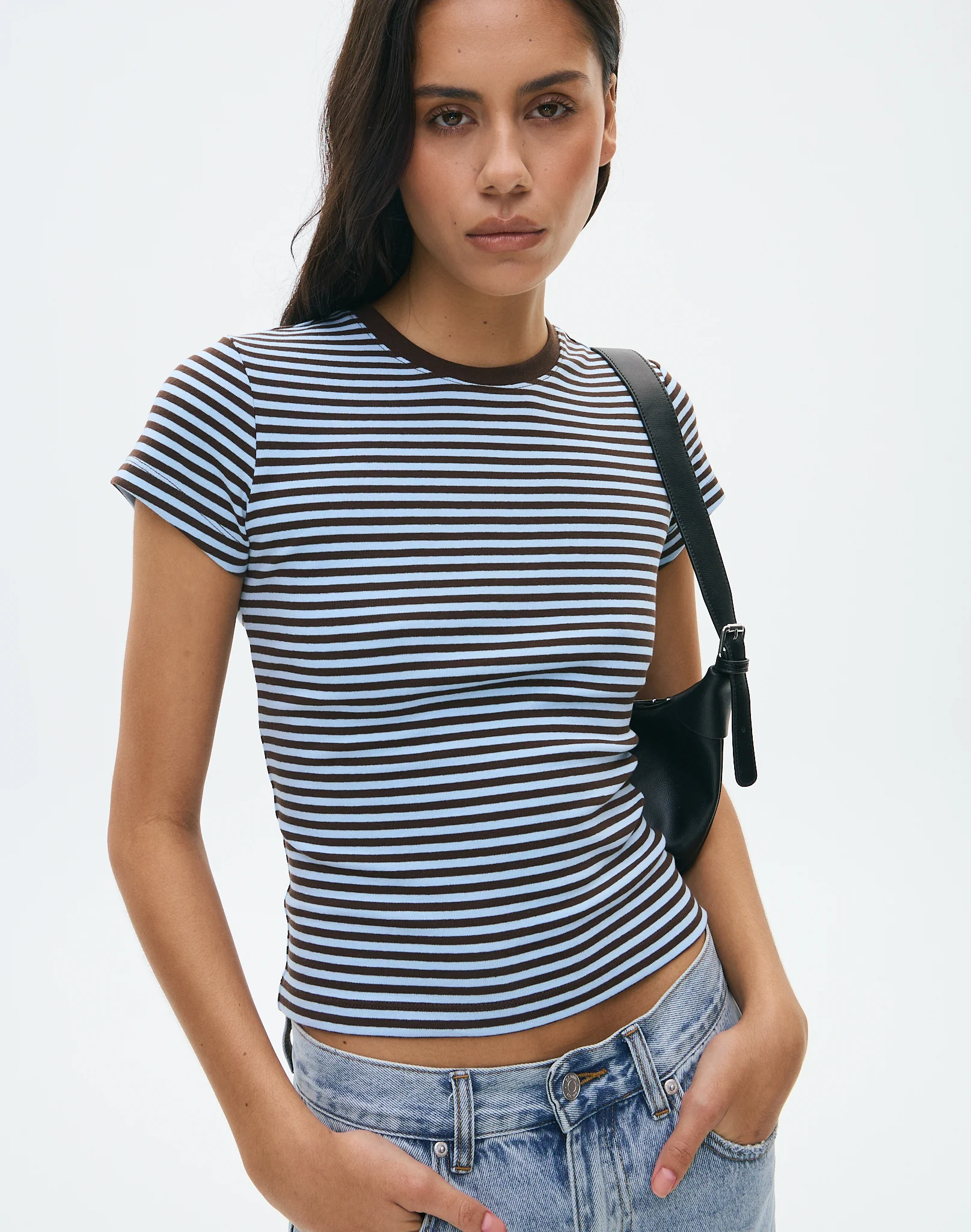 Cotton Basic Tee Fudge Bella Stripe