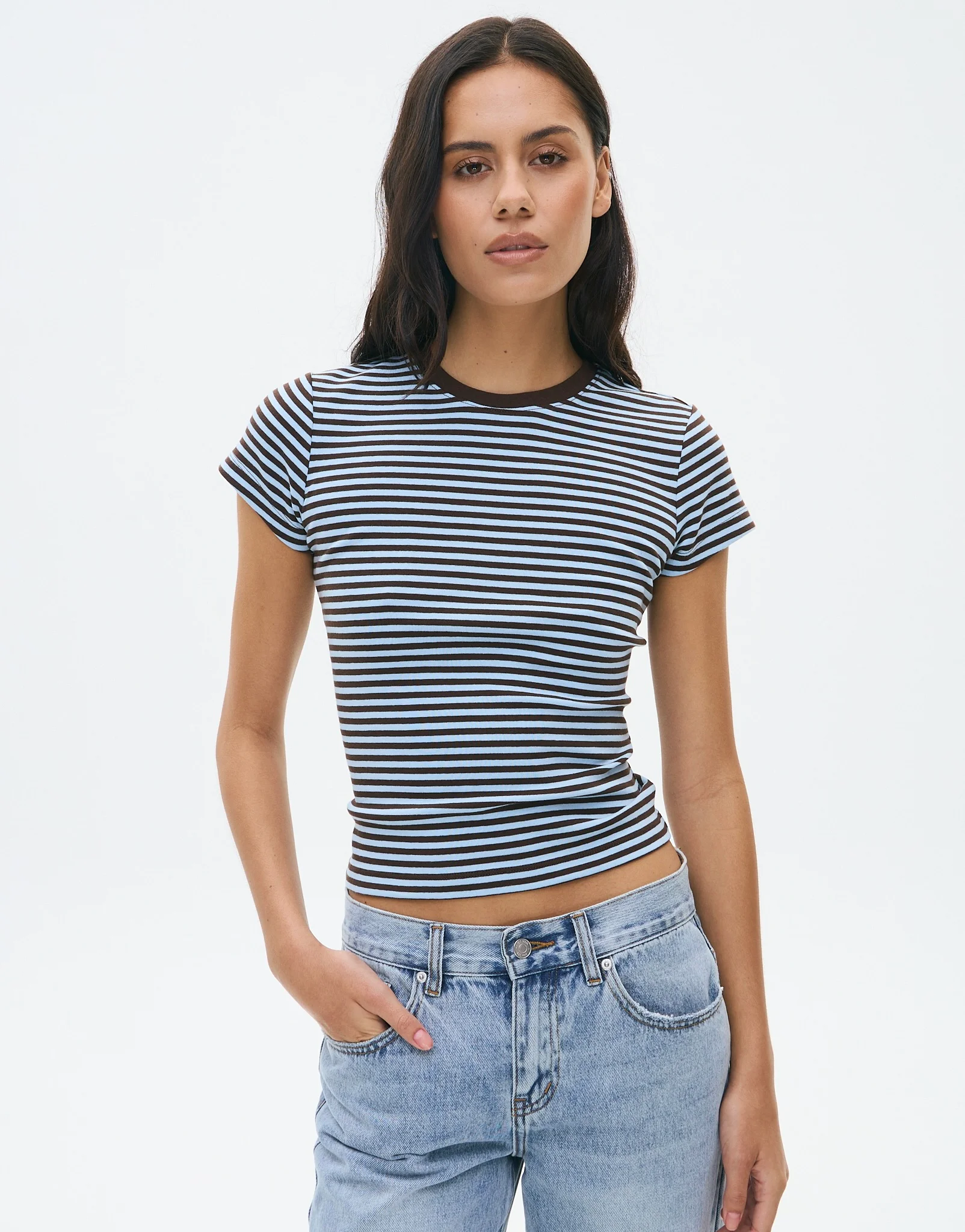 Cotton Basic Tee Fudge Bella Stripe
