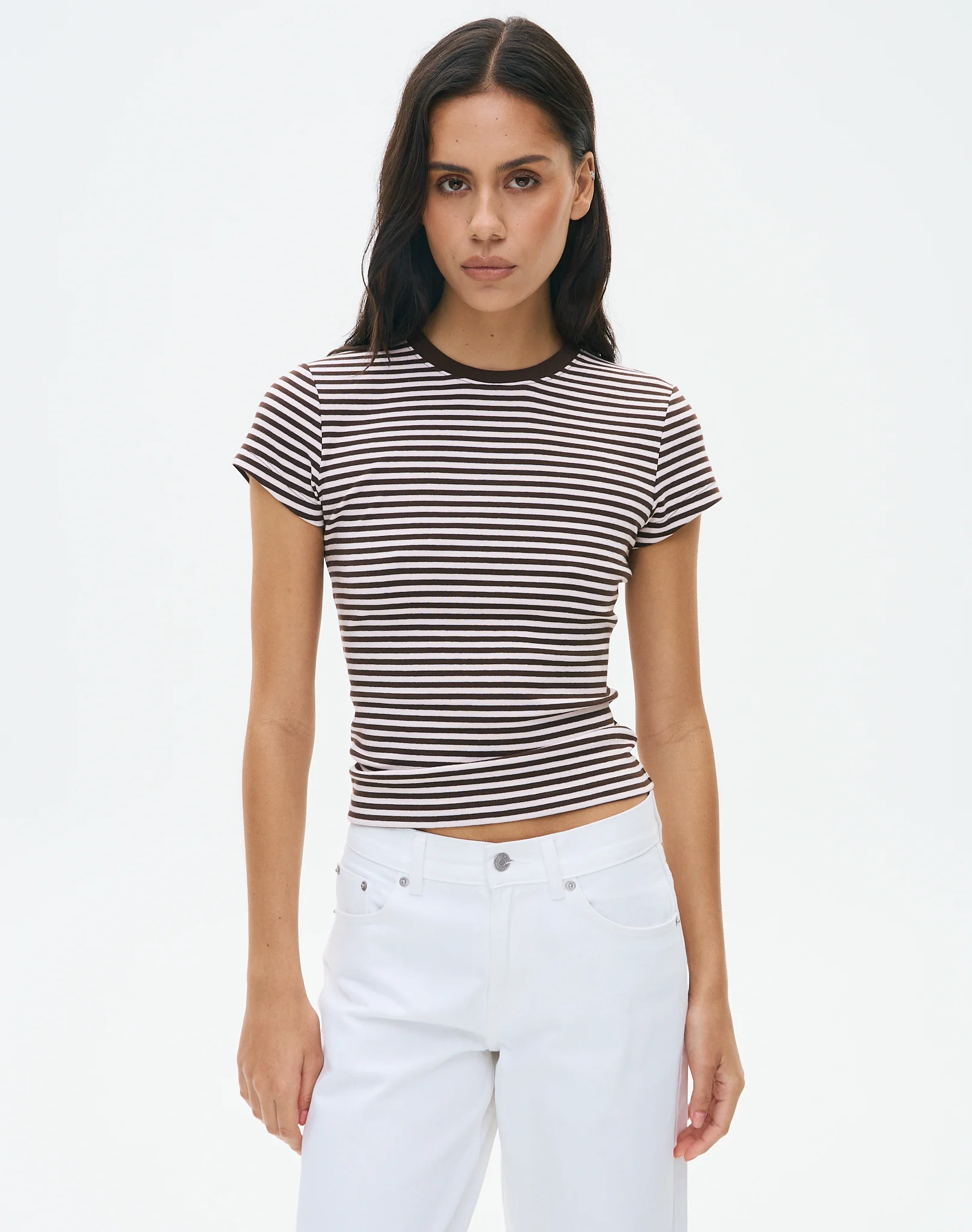 Cotton Basic Tee Fudge Rose Bella Stripe