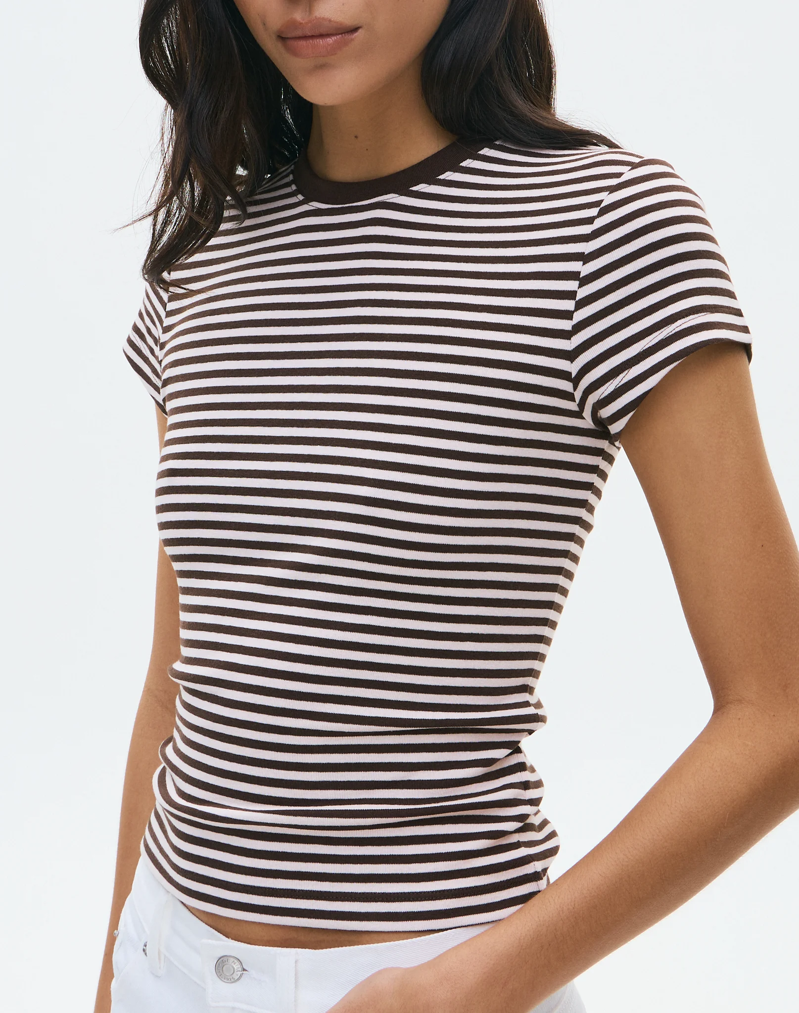 Cotton Basic Tee Fudge Rose Bella Stripe 5 Cotton Basic Tee Fudge Rose Bella Stripe