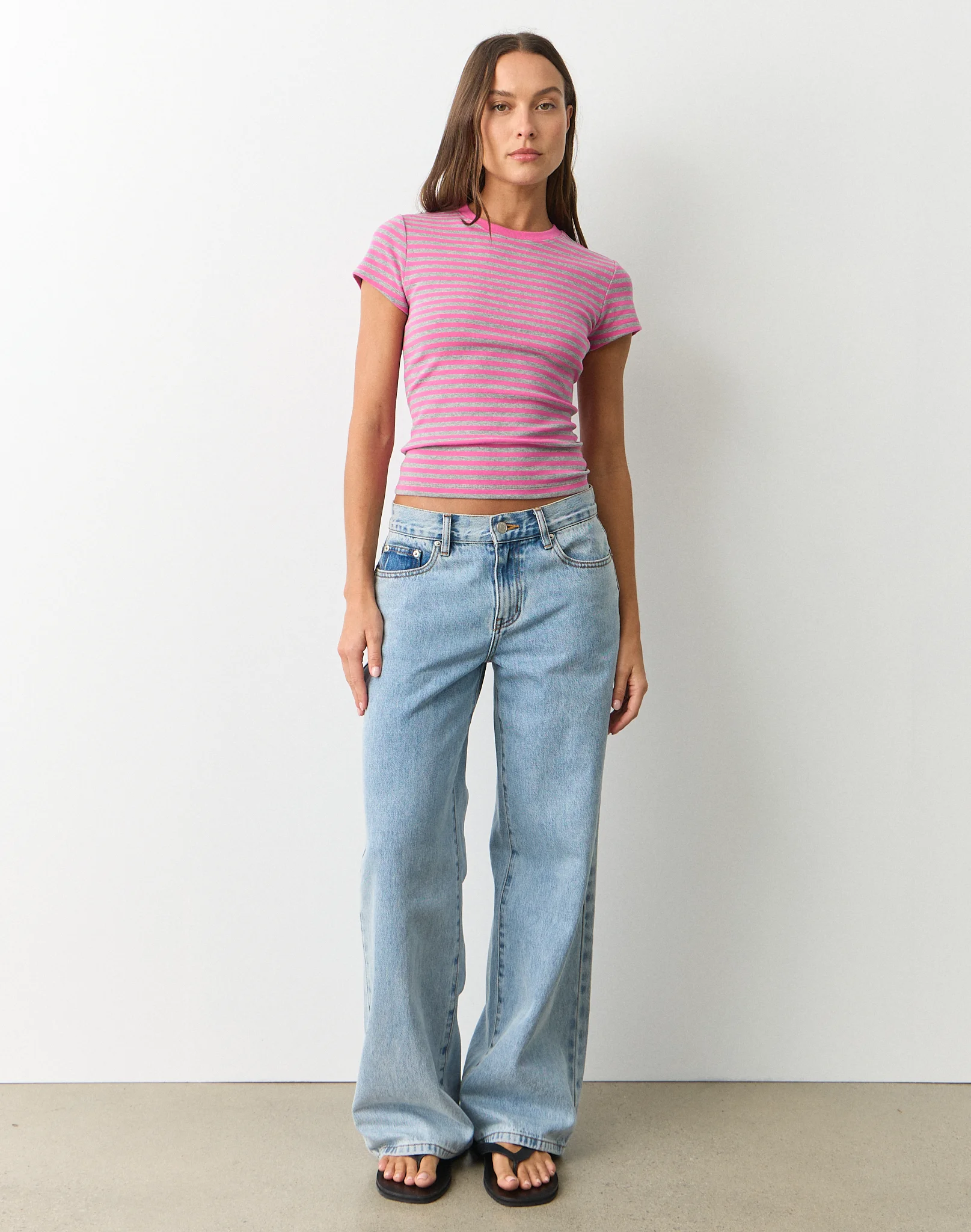 Cotton Basic Tee Grey X Rosey Lilac Stripe 3 Cotton Basic Tee Grey X Rosey Lilac Stripe