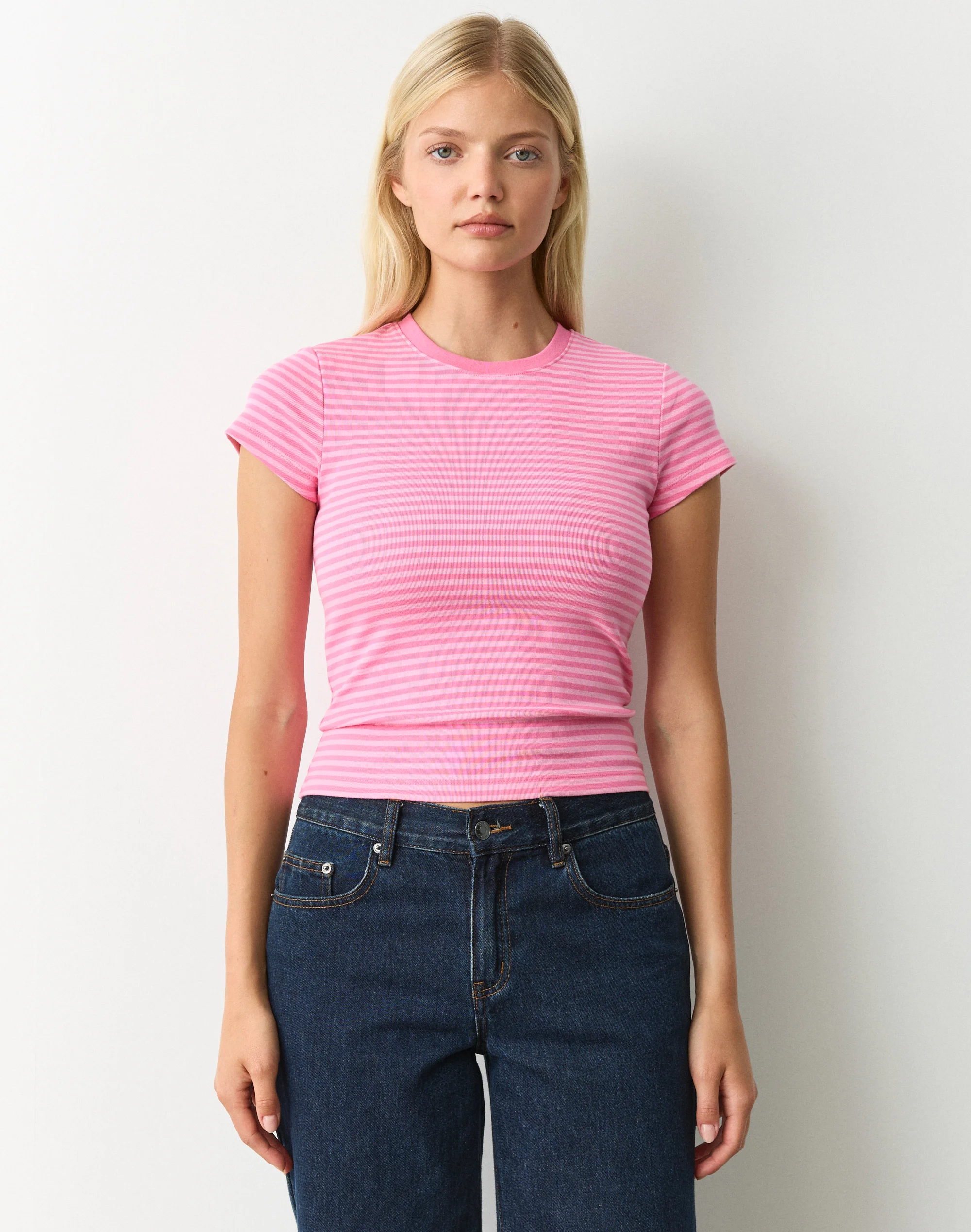 Cotton Basic Tee Lillies Daisies Bella Stripe