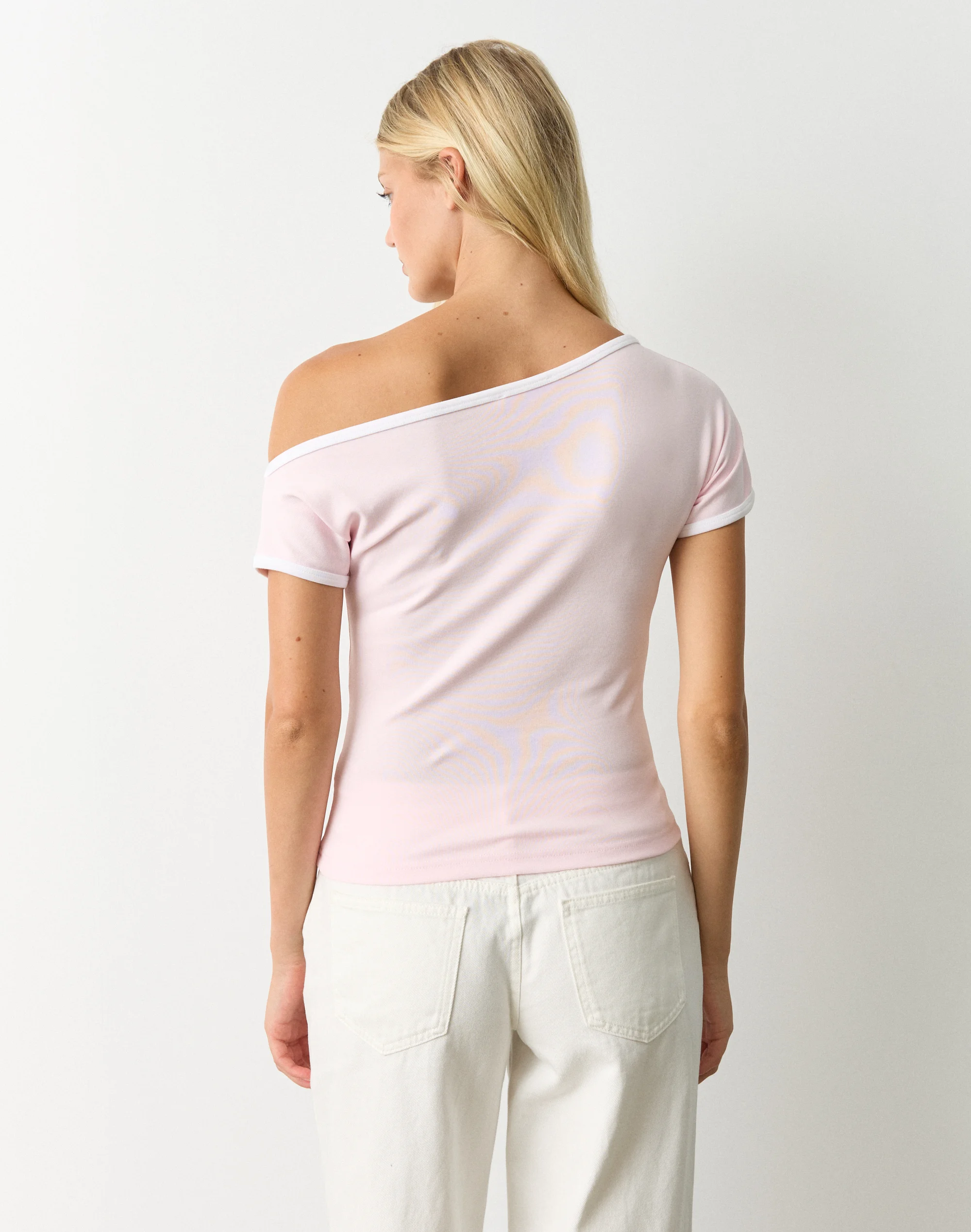 Contrast Off Shoulder Top Romance X White