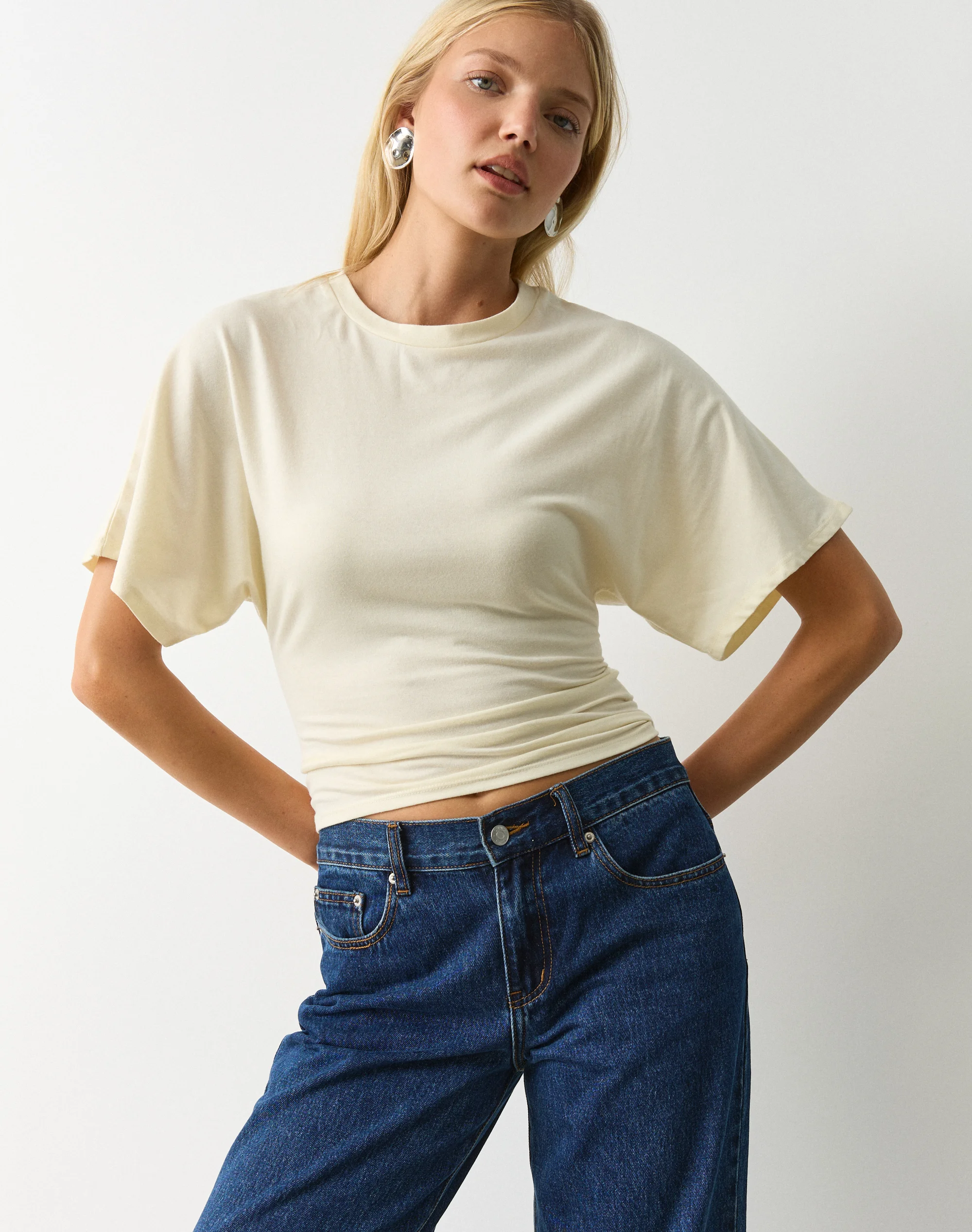 Cinched Shortsleeve Top Dusty Dandelion