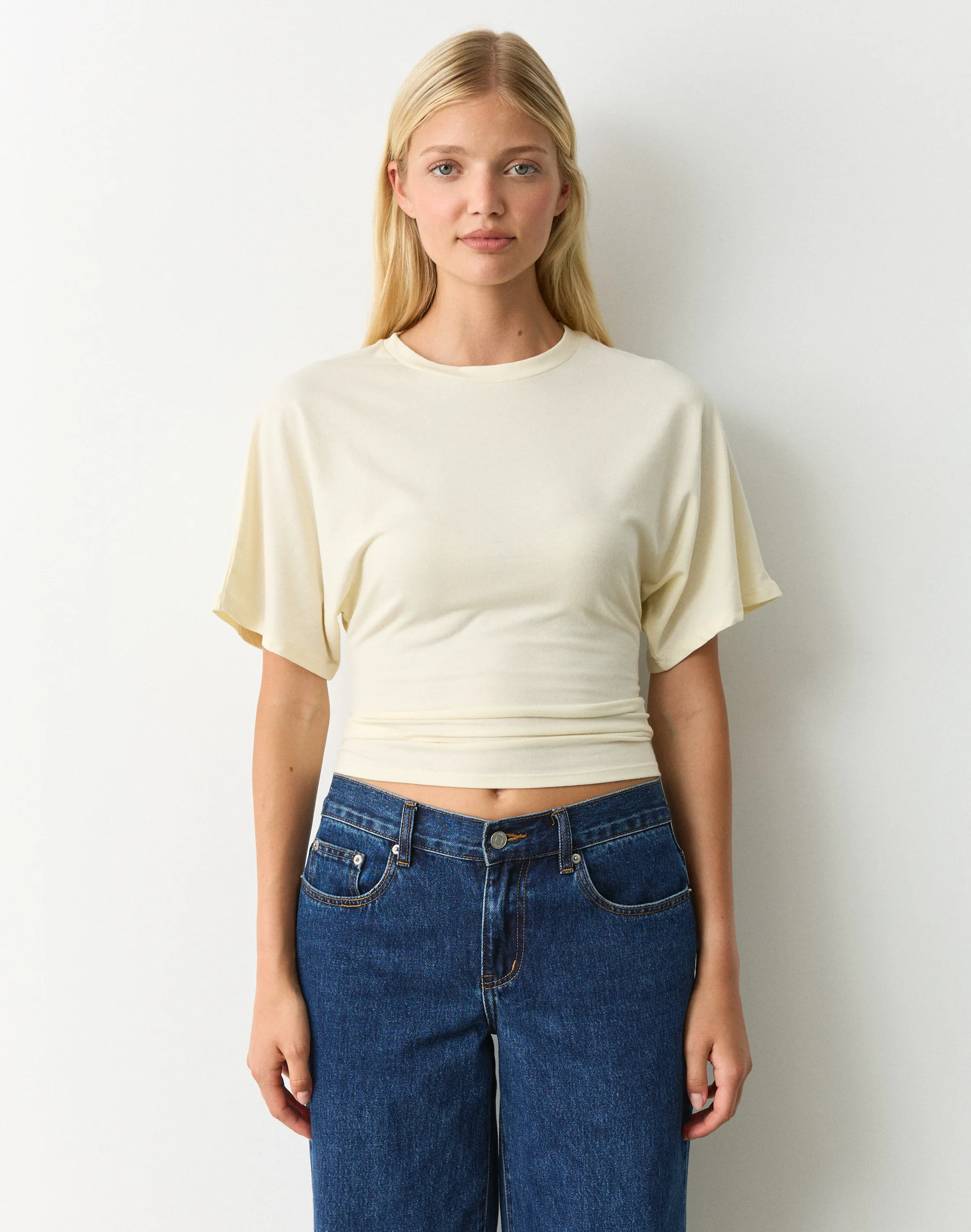 Cinched Shortsleeve Top Dusty Dandelion