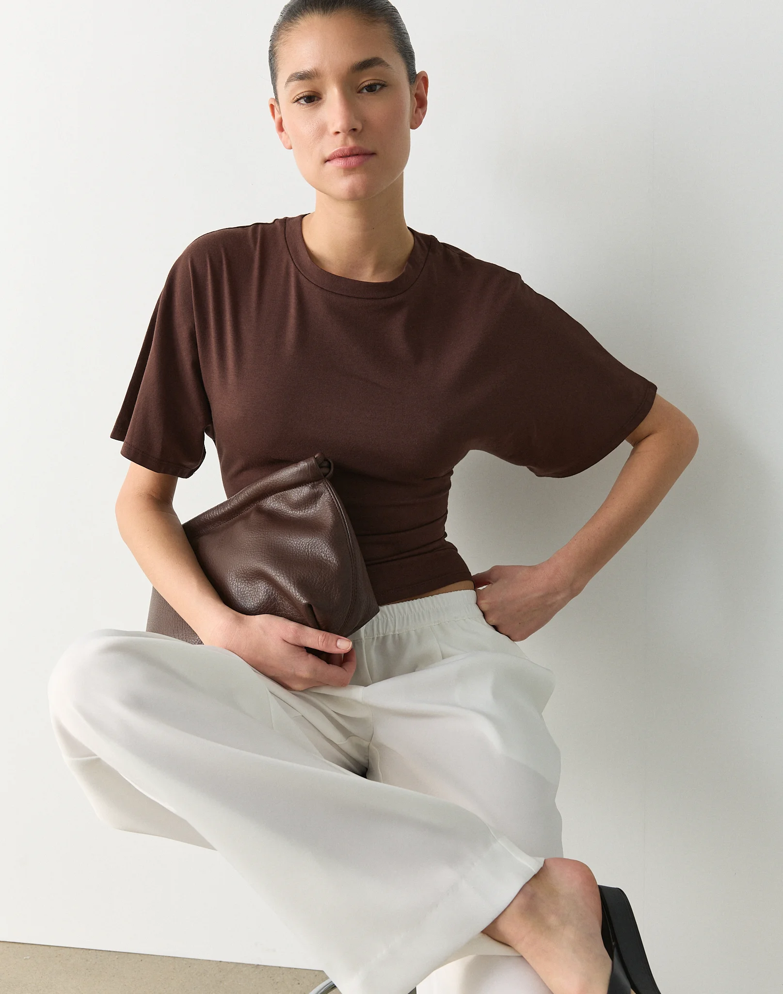 Cinched Shortsleeve Top Fudge Fantasy