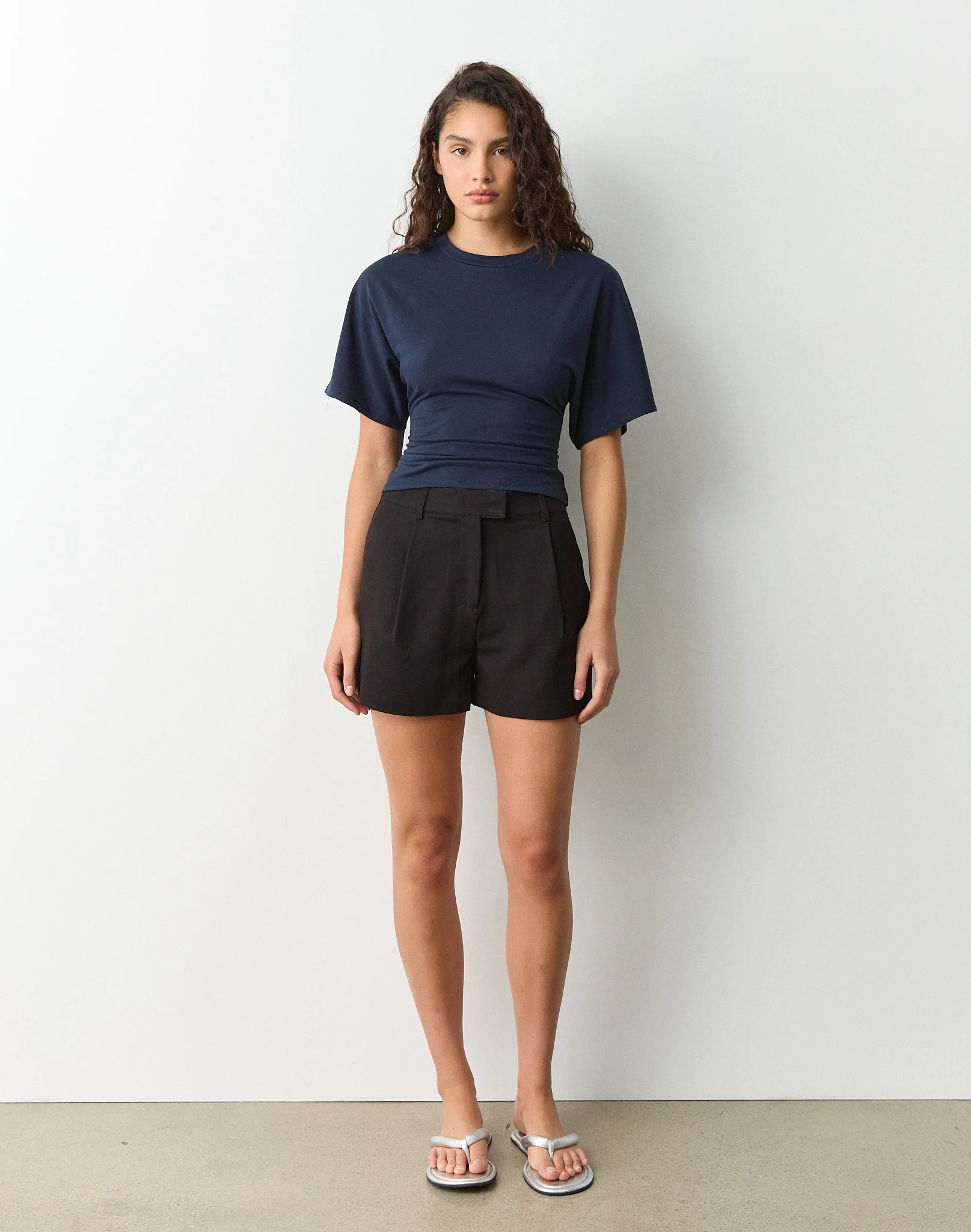 Cinched Shortsleeve Top Navy Blazer 3 Cinched Shortsleeve Top Navy Blazer