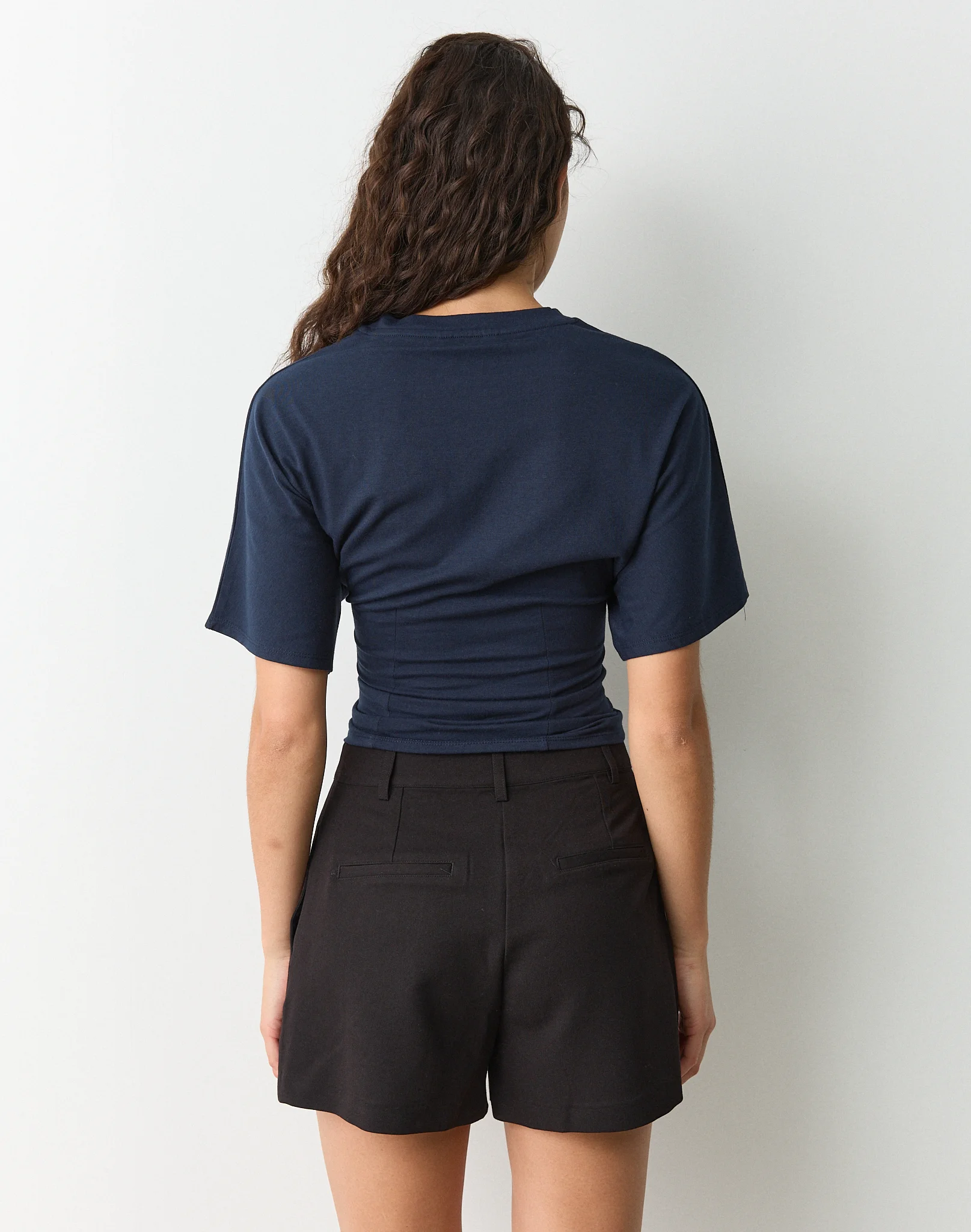 Cinched Shortsleeve Top Navy Blazer 4 Cinched Shortsleeve Top Navy Blazer
