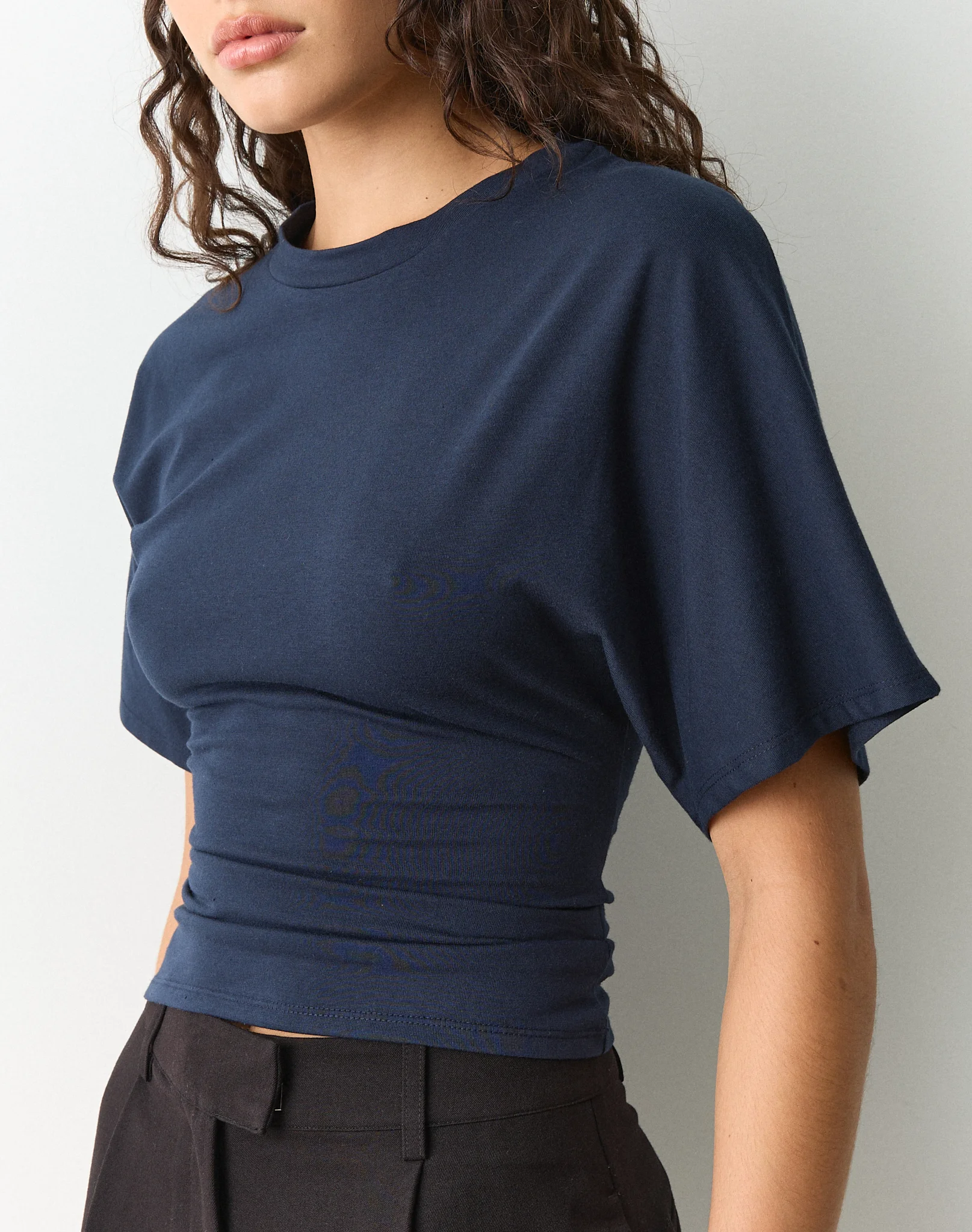 Cinched Shortsleeve Top Navy Blazer 5 Cinched Shortsleeve Top Navy Blazer