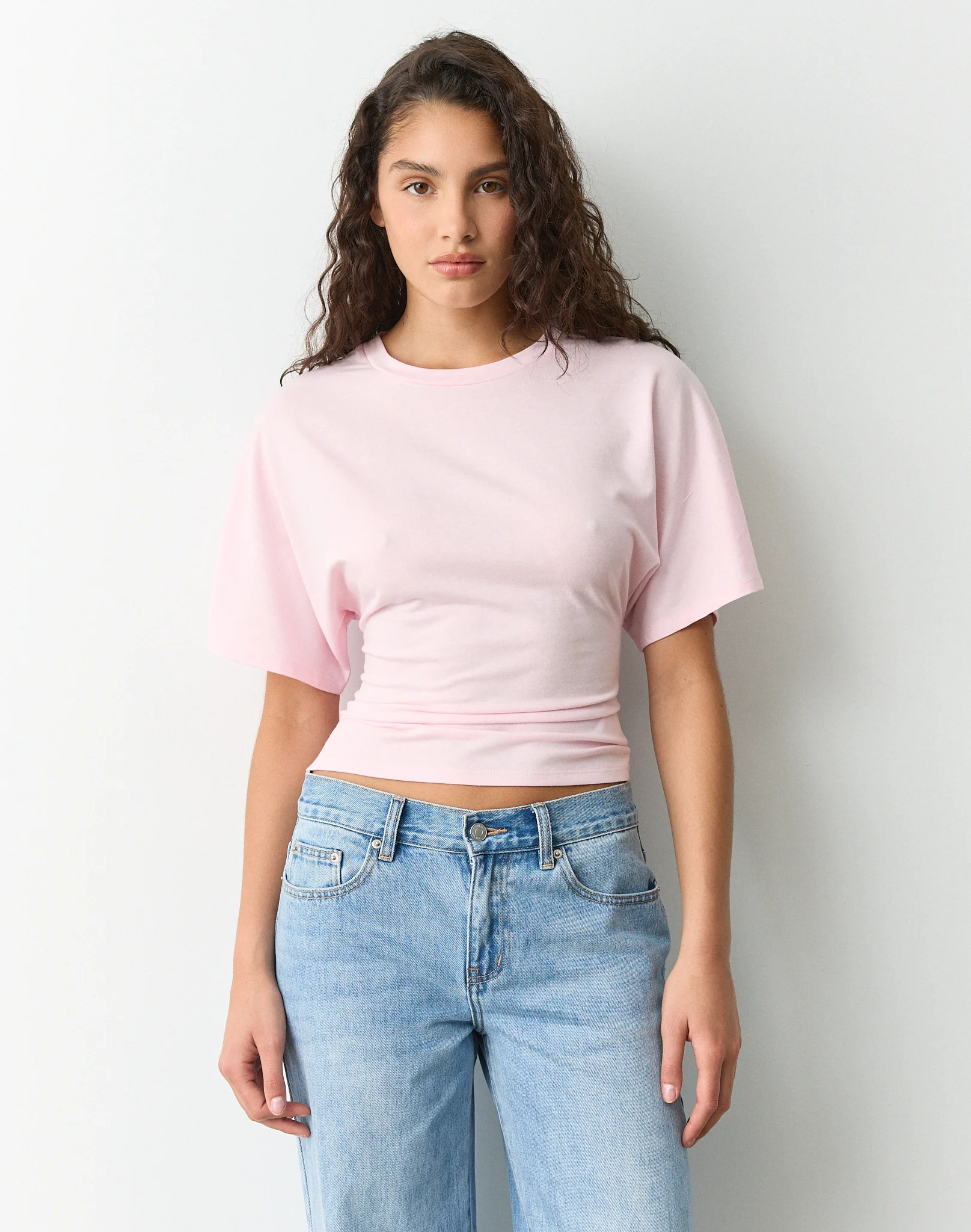 Cinched Shortsleeve Top Romance Rose