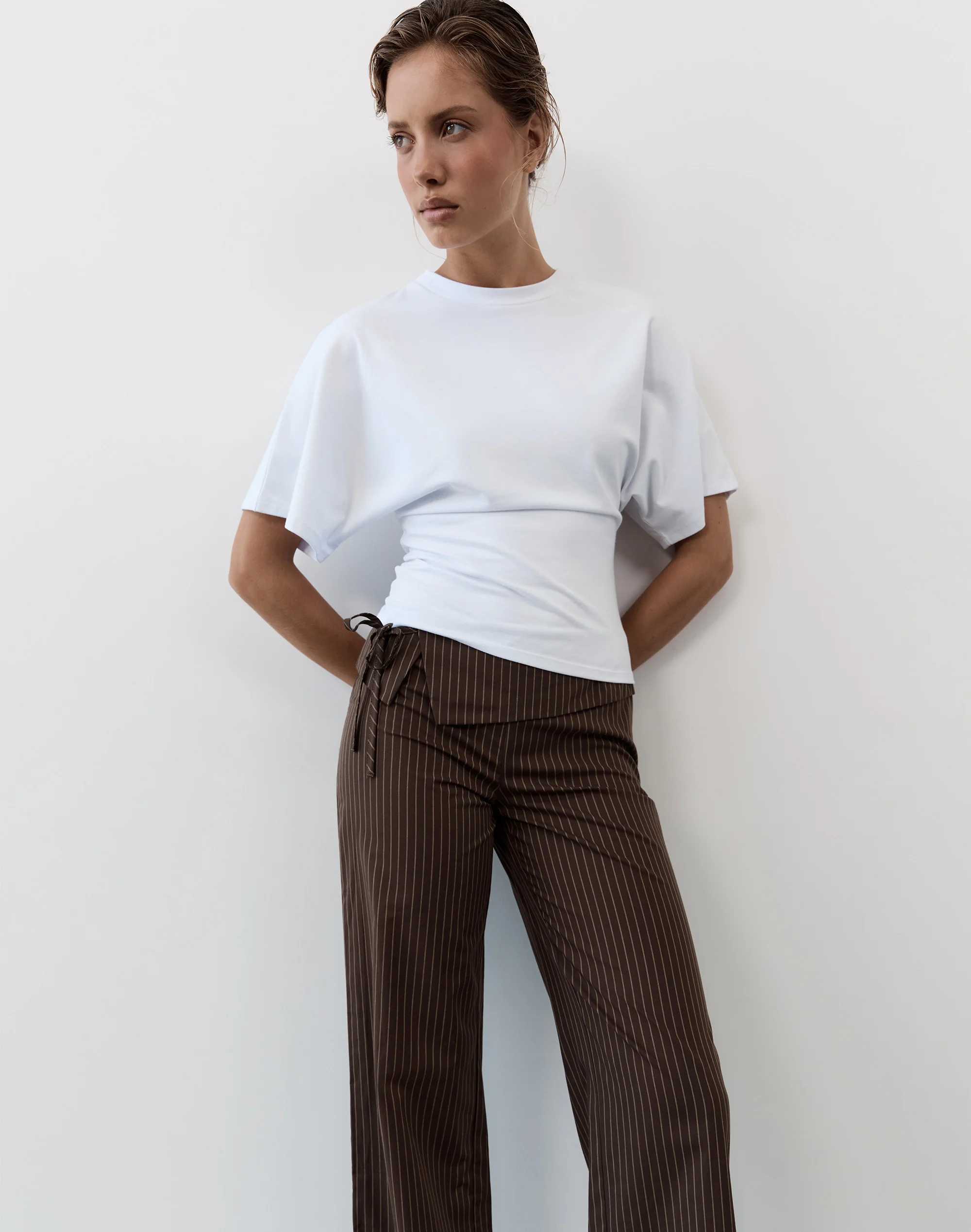 Cinched Shortsleeve Top White