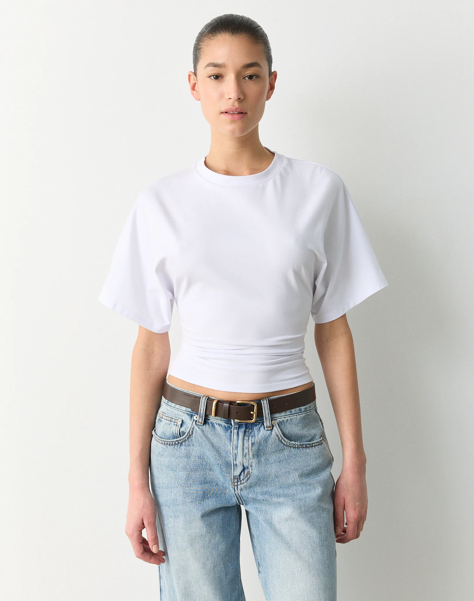 Cinched Shortsleeve Top White 3 Cinched Shortsleeve Top White
