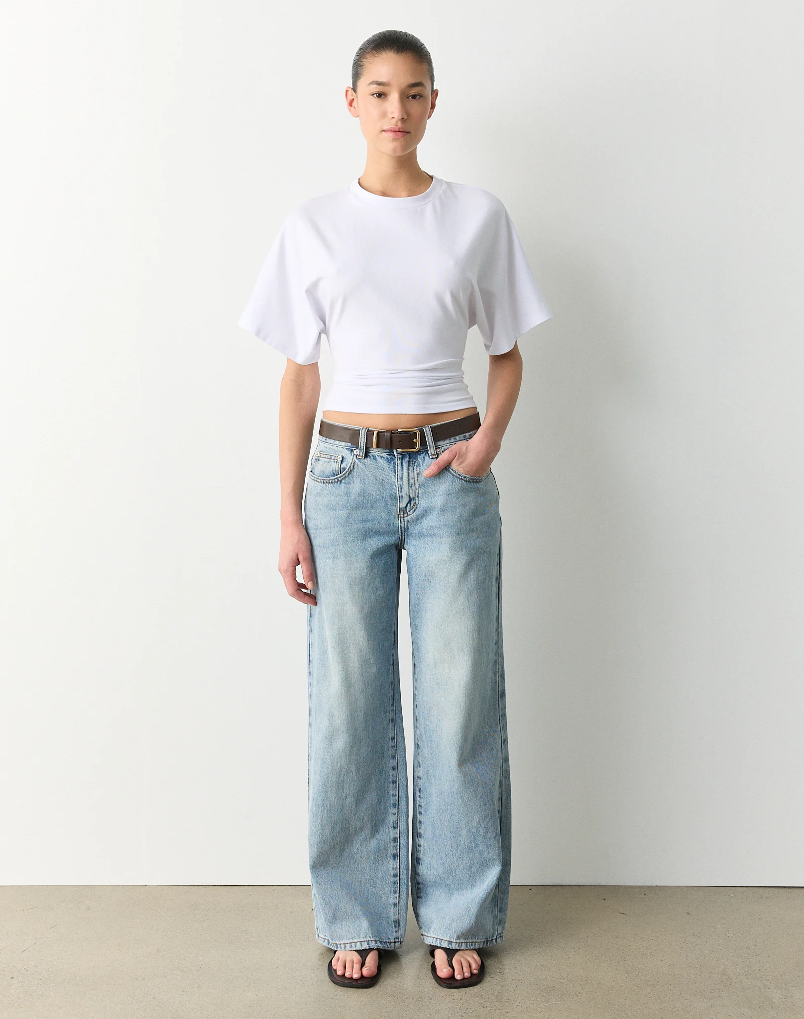 Cinched Shortsleeve Top White 4 Cinched Shortsleeve Top White