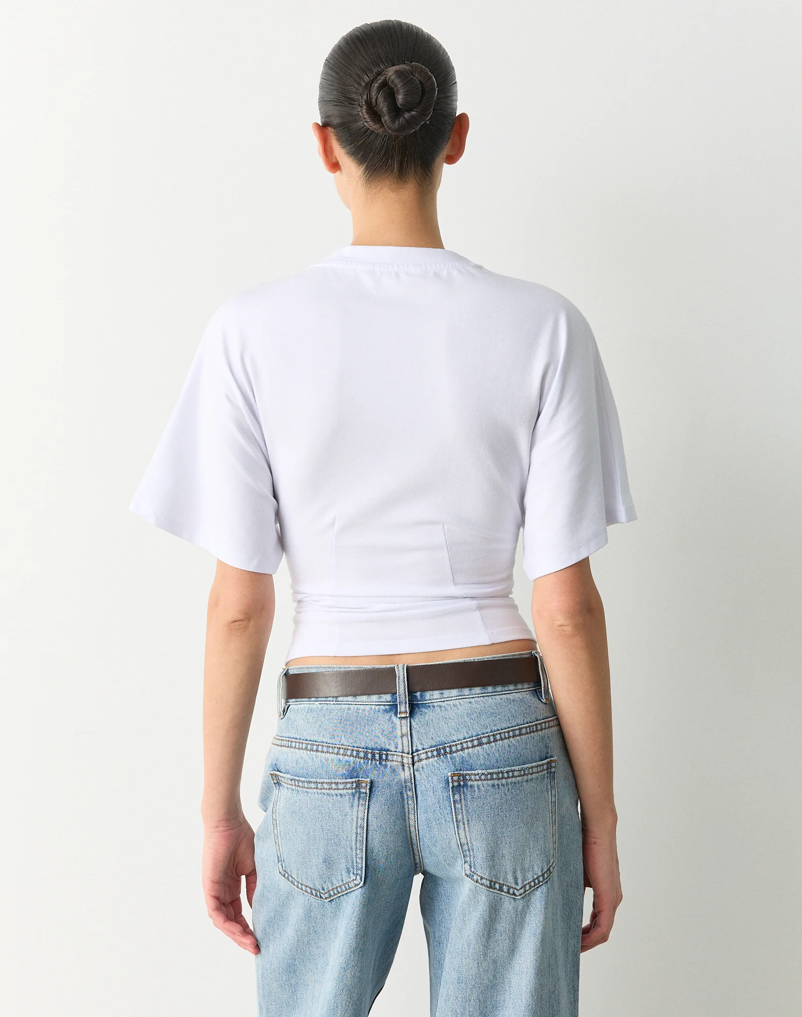 Cinched Shortsleeve Top White 5 Cinched Shortsleeve Top White