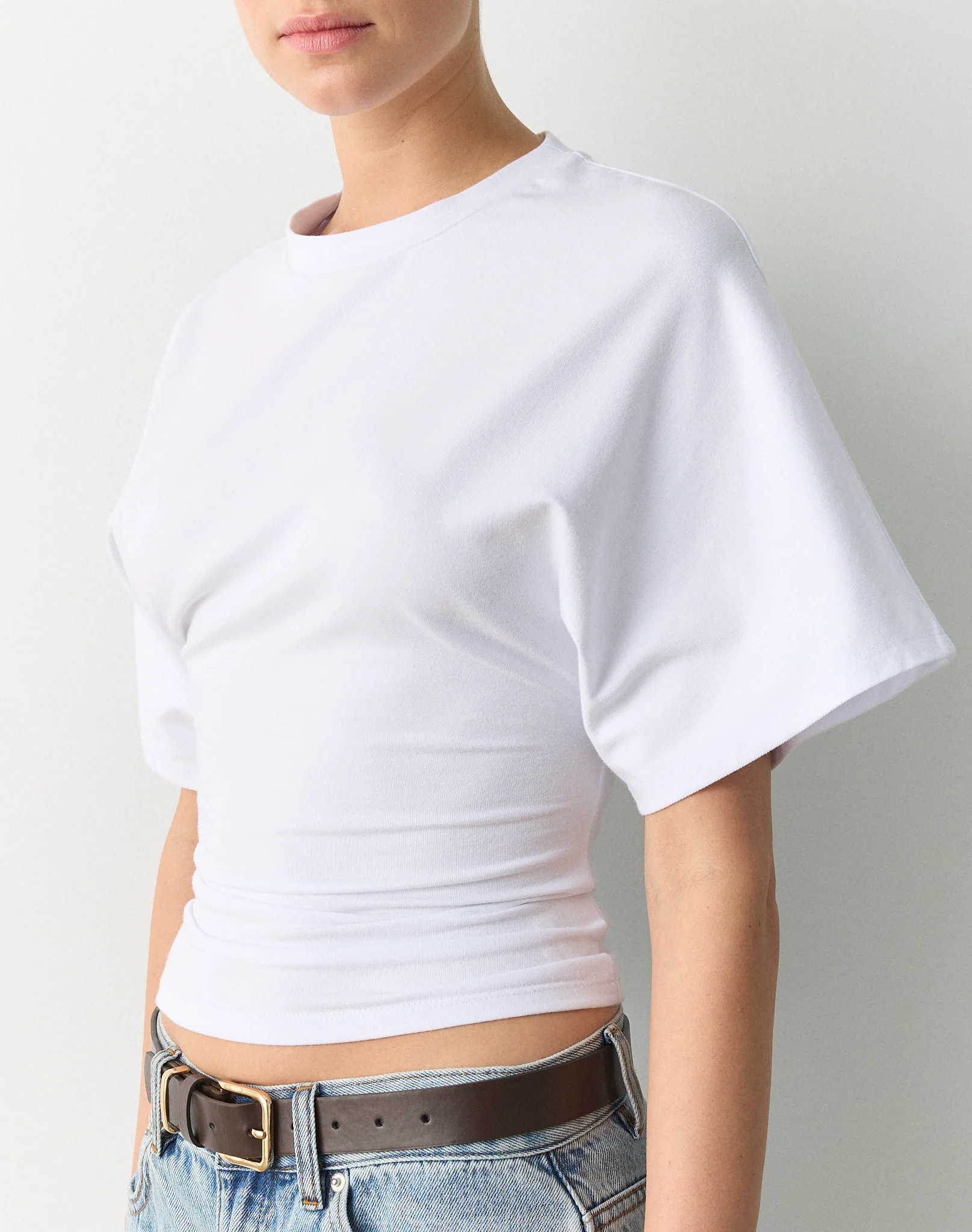 Cinched Shortsleeve Top White 6 Cinched Shortsleeve Top White