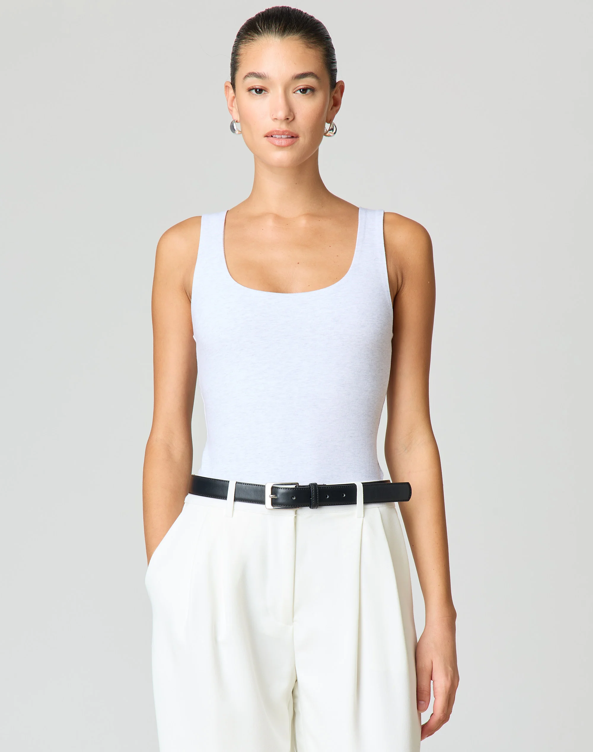 Cotton Scoop Neck Tank Snow Marle