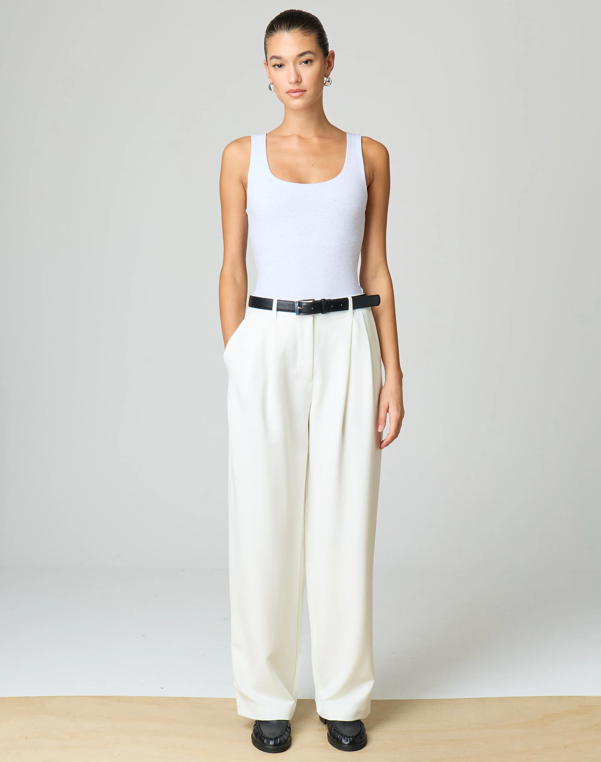 Cotton Scoop Neck Tank Snow Marle