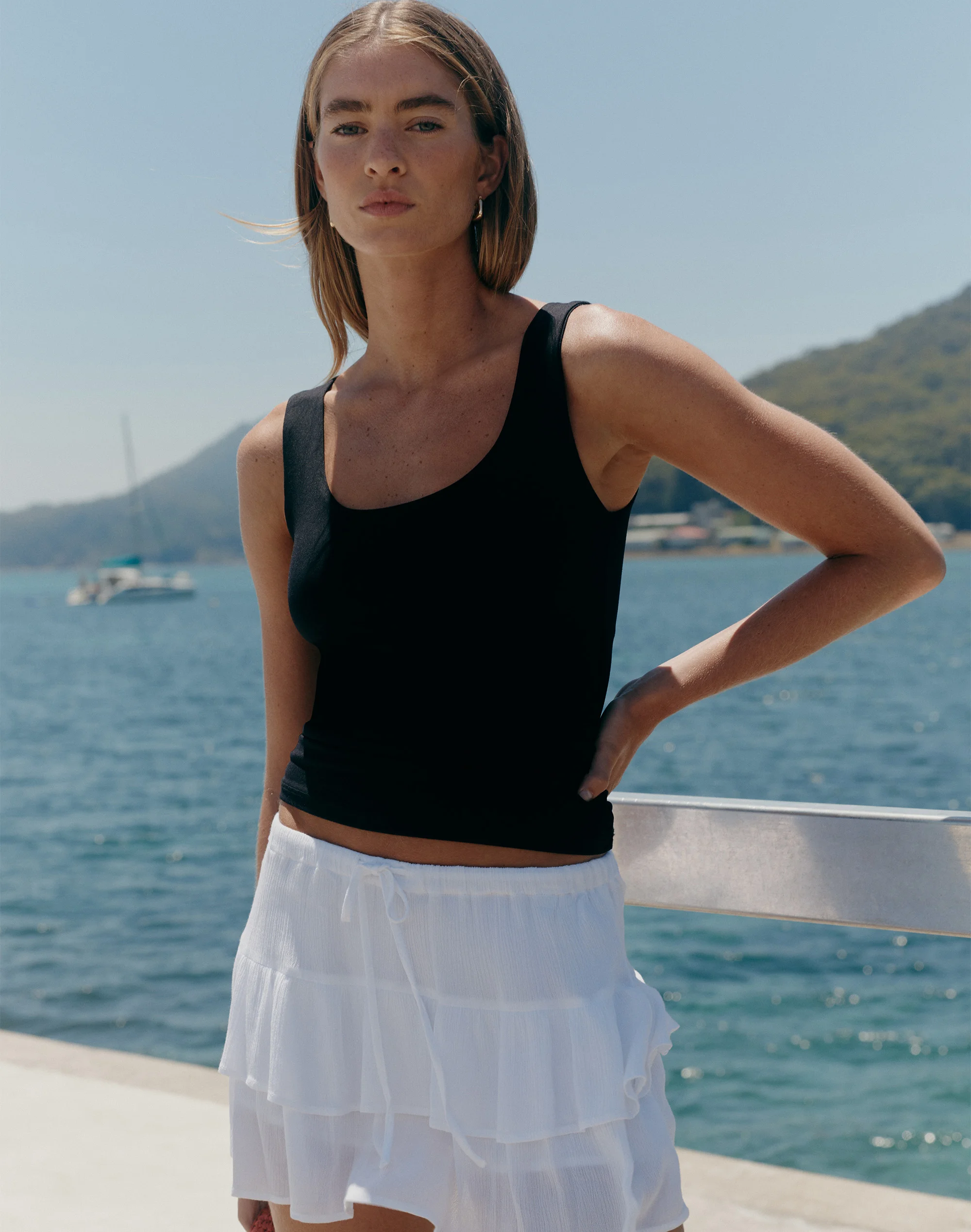 Scoop Neck Supersoft Tank Black