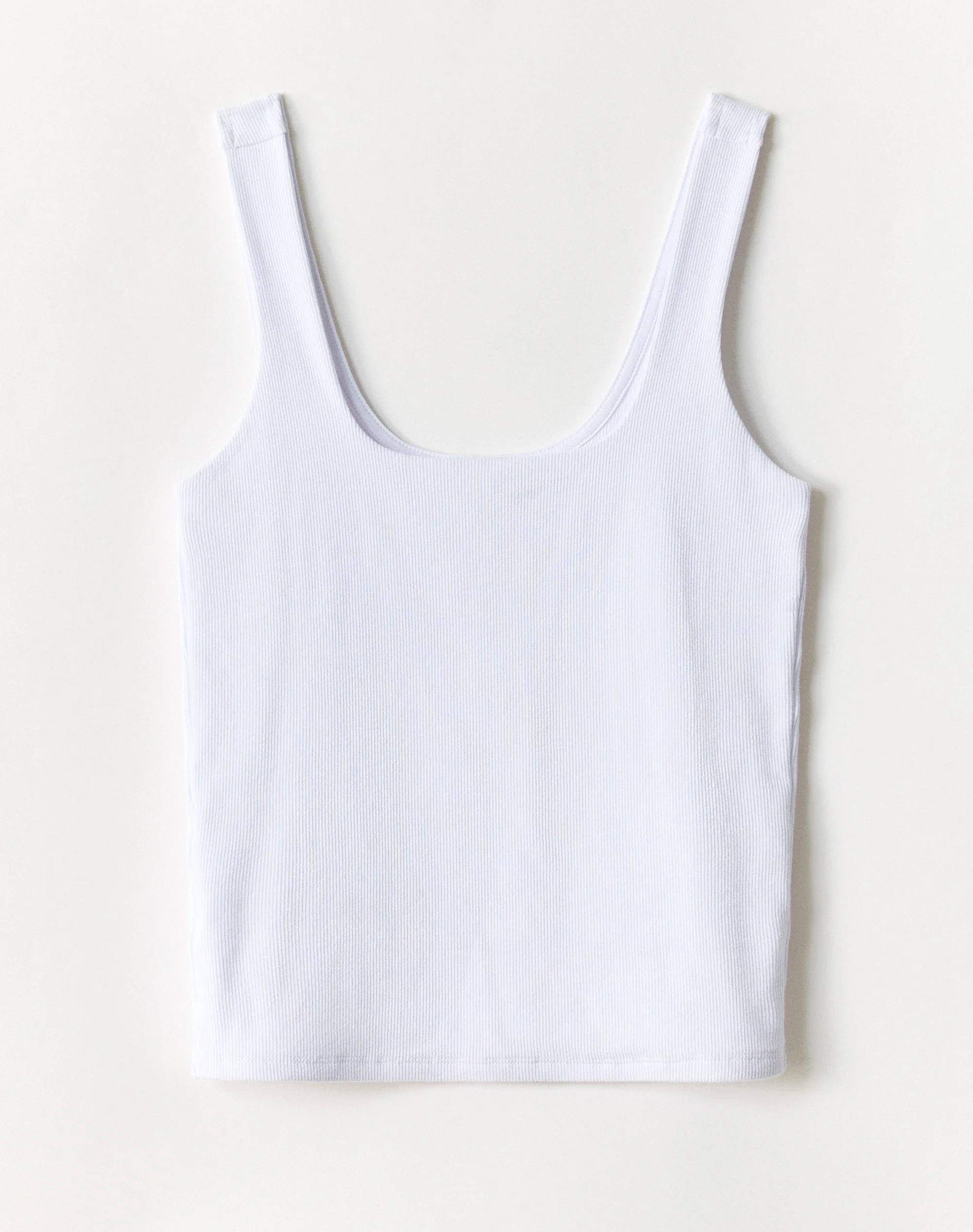 Cotton Rib Square Neck Tank Top White