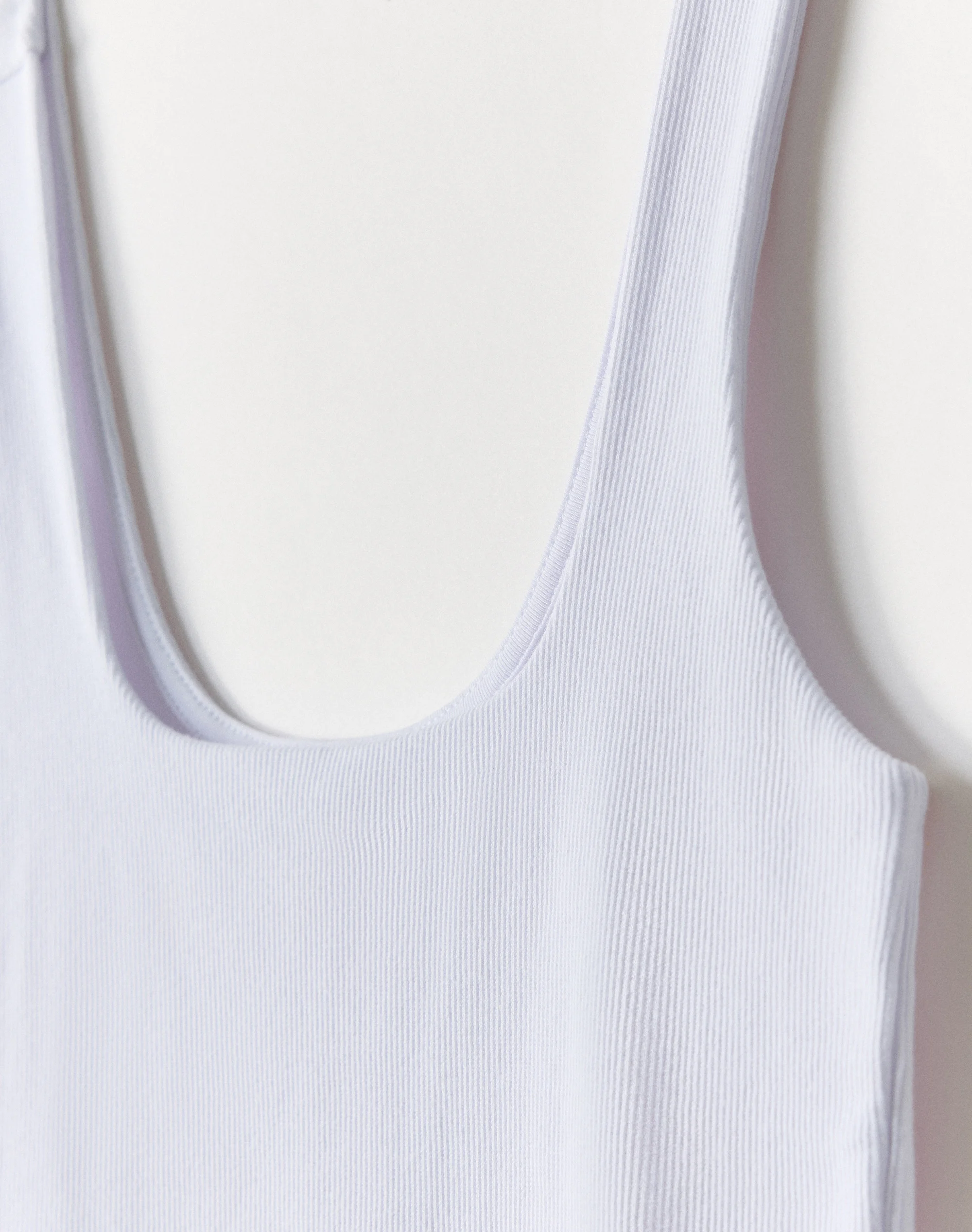 Cotton Rib Square Neck Tank Top White