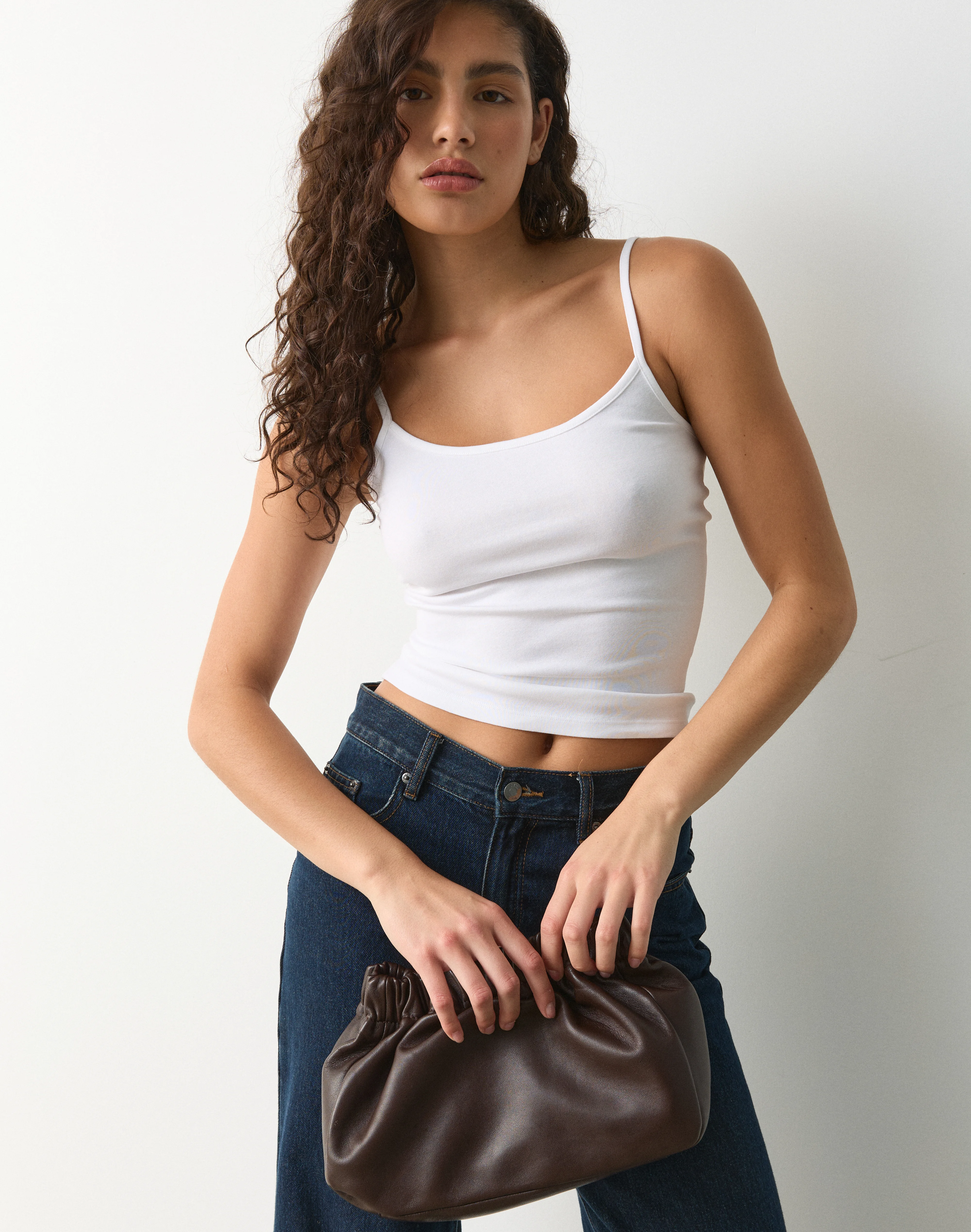 Thin Strap Cotton Tank Strap Cotton Tank in White