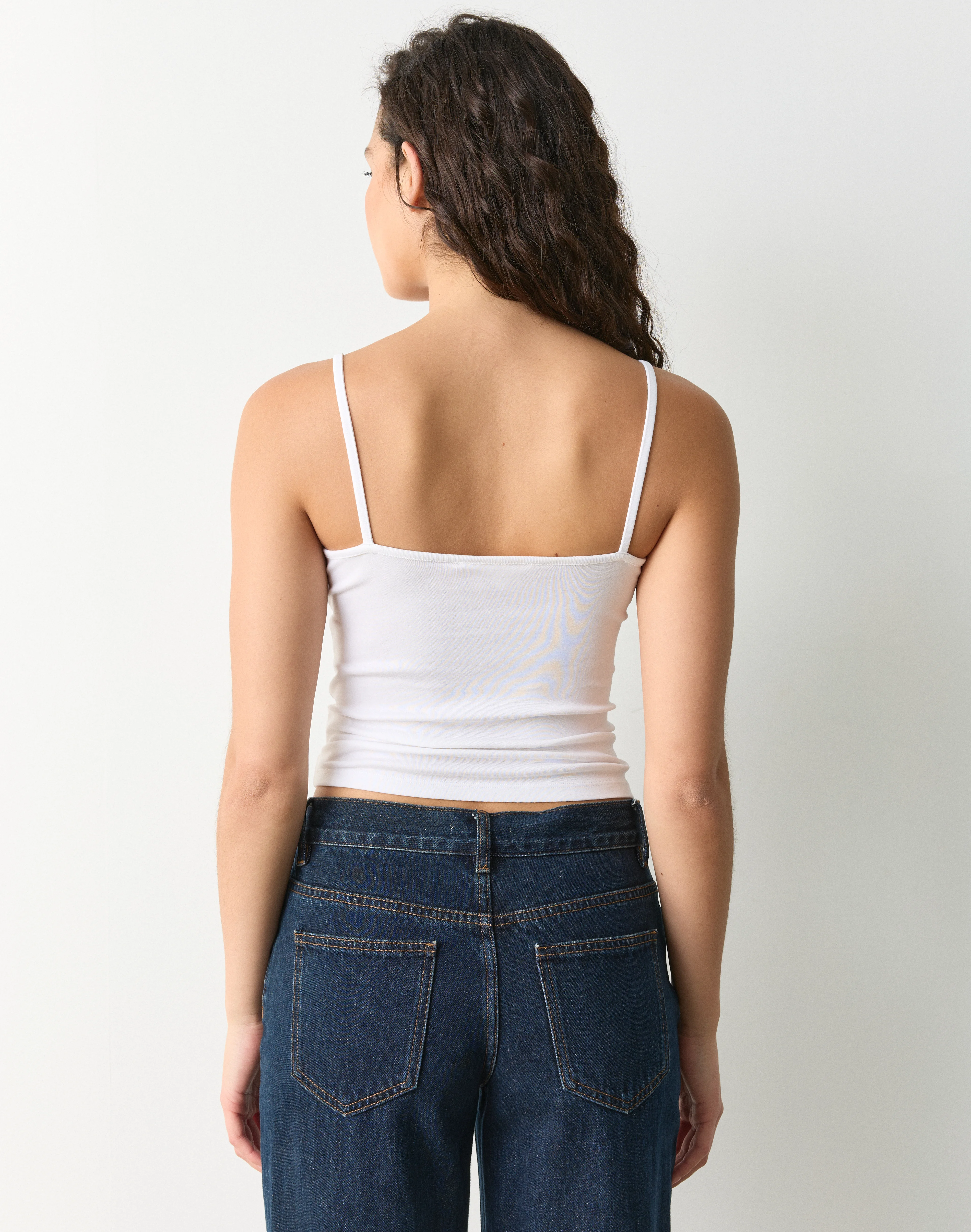 Thin Strap Cotton Tank Strap Cotton Tank in White