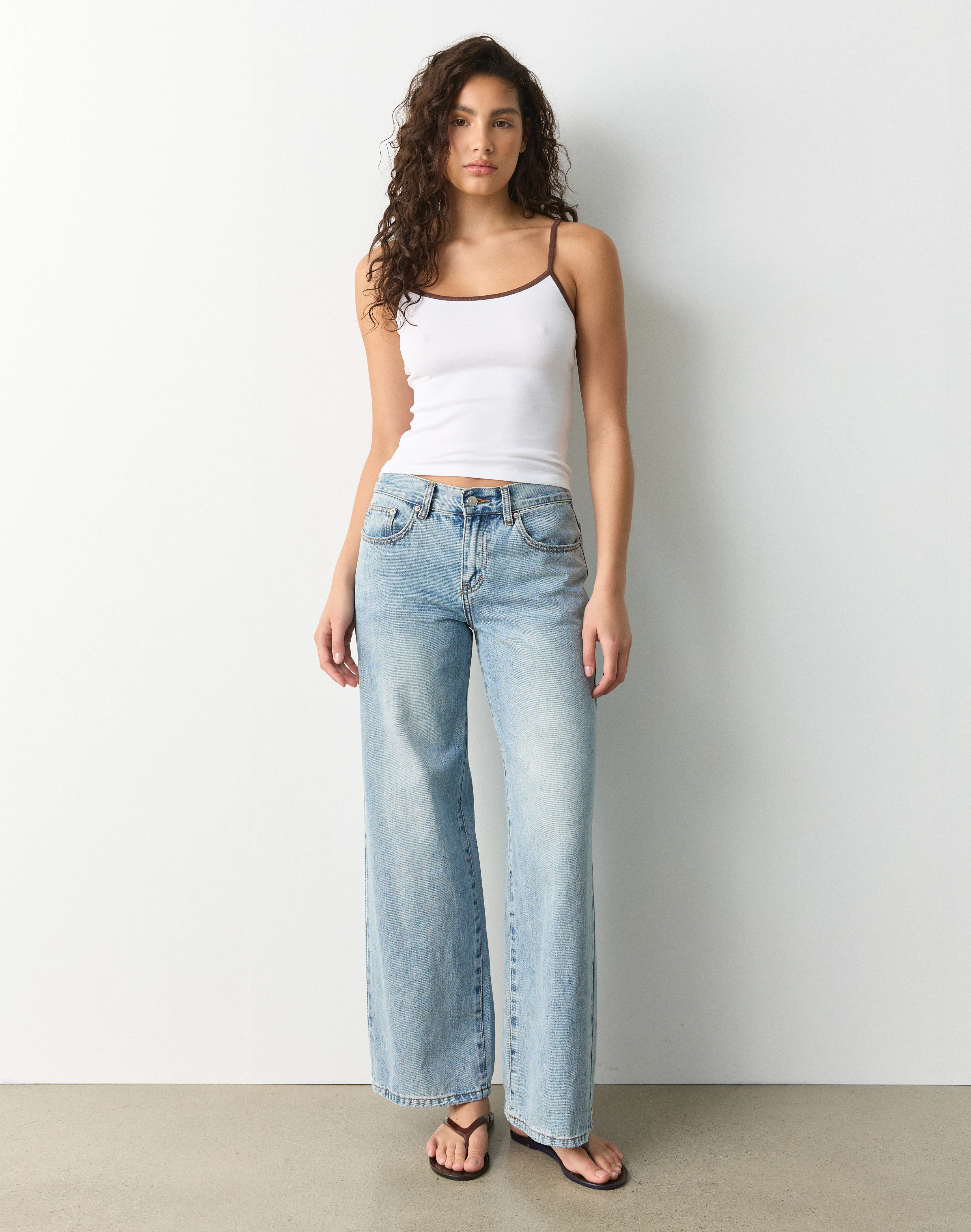 Contrast Thin Strap Cotton Tank Strap Cotton Tank in White X Coco Loco