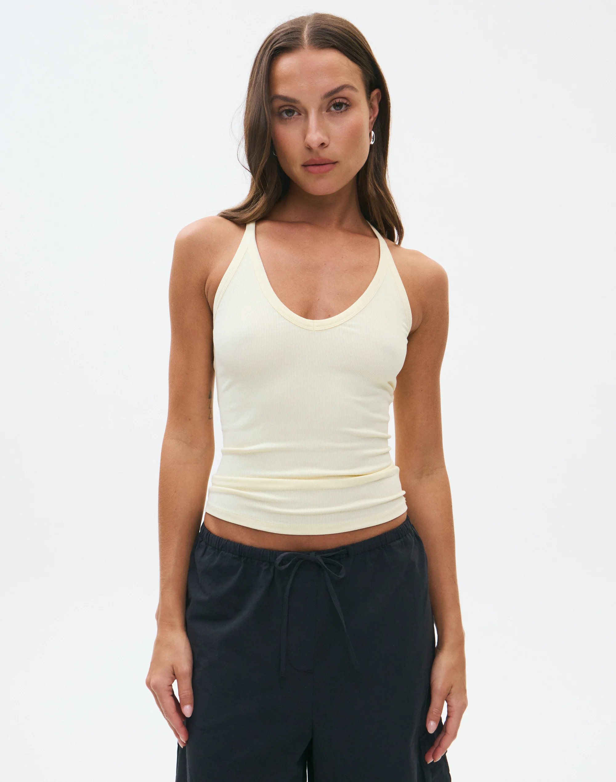Rib V Neck Tank Dusty Dandelion