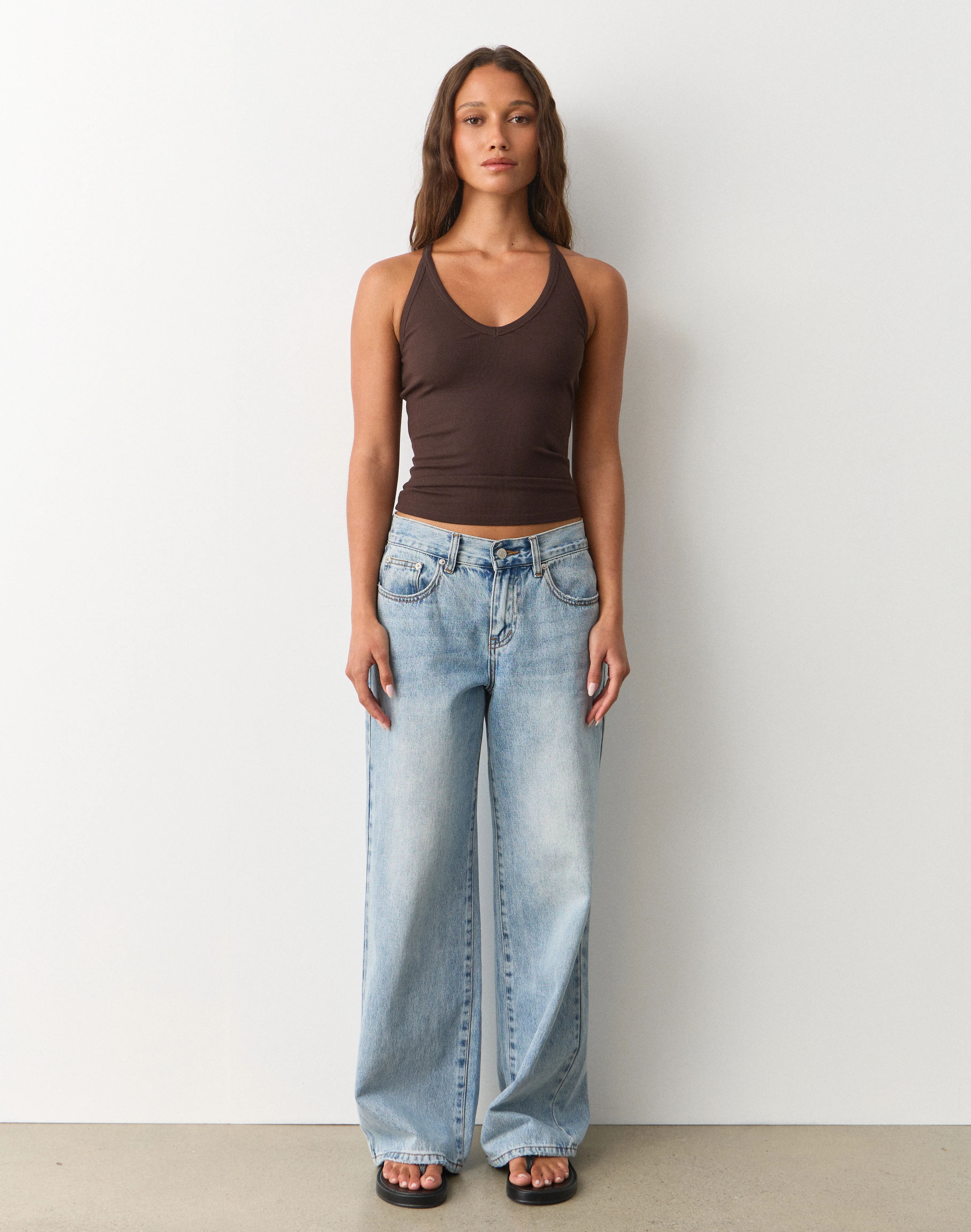 Rib V Neck Tank Espresso Brown 4 Rib V Neck Tank Espresso Brown