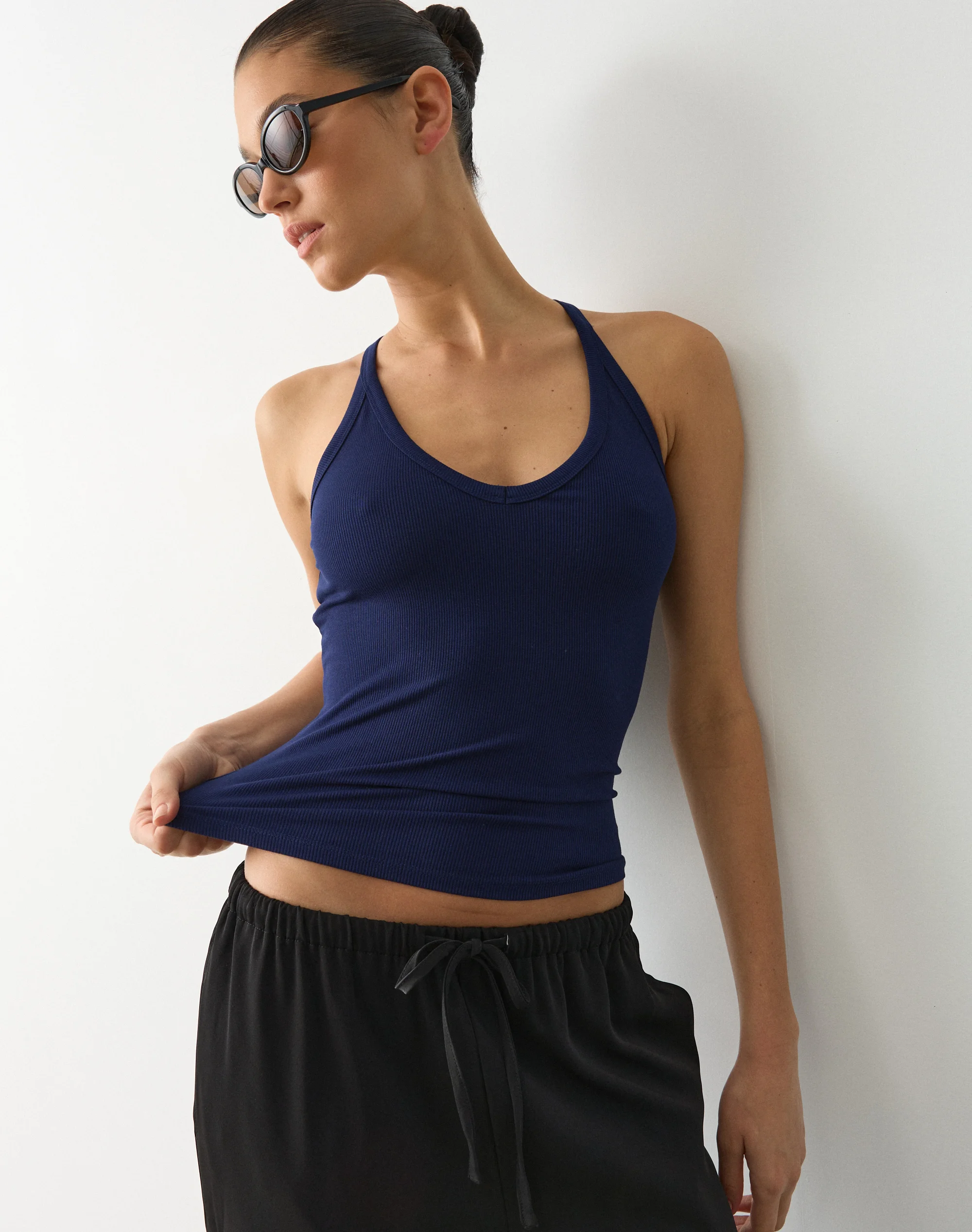 Rib V Neck Tank Midnight Snack