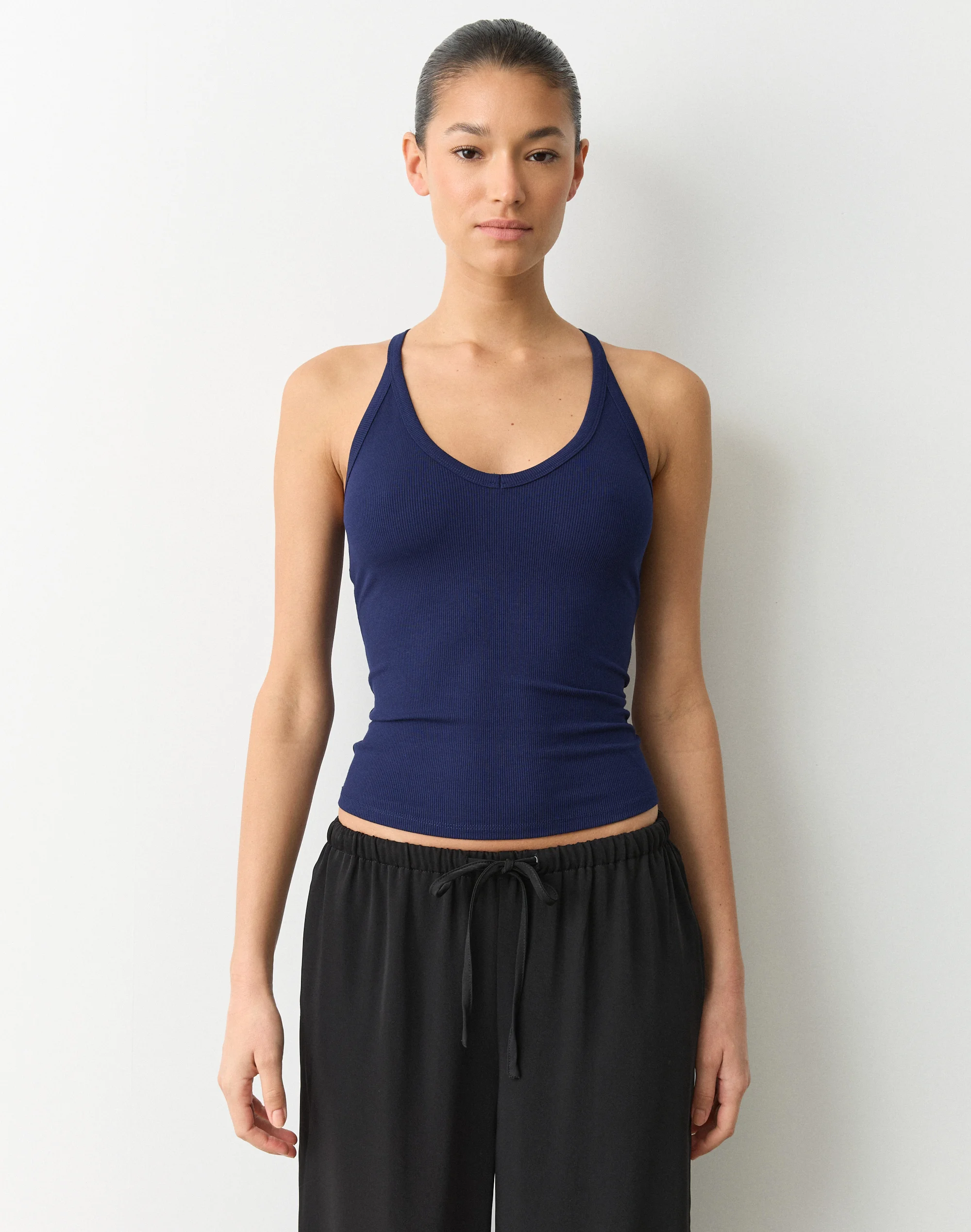 Rib V Neck Tank Midnight Snack