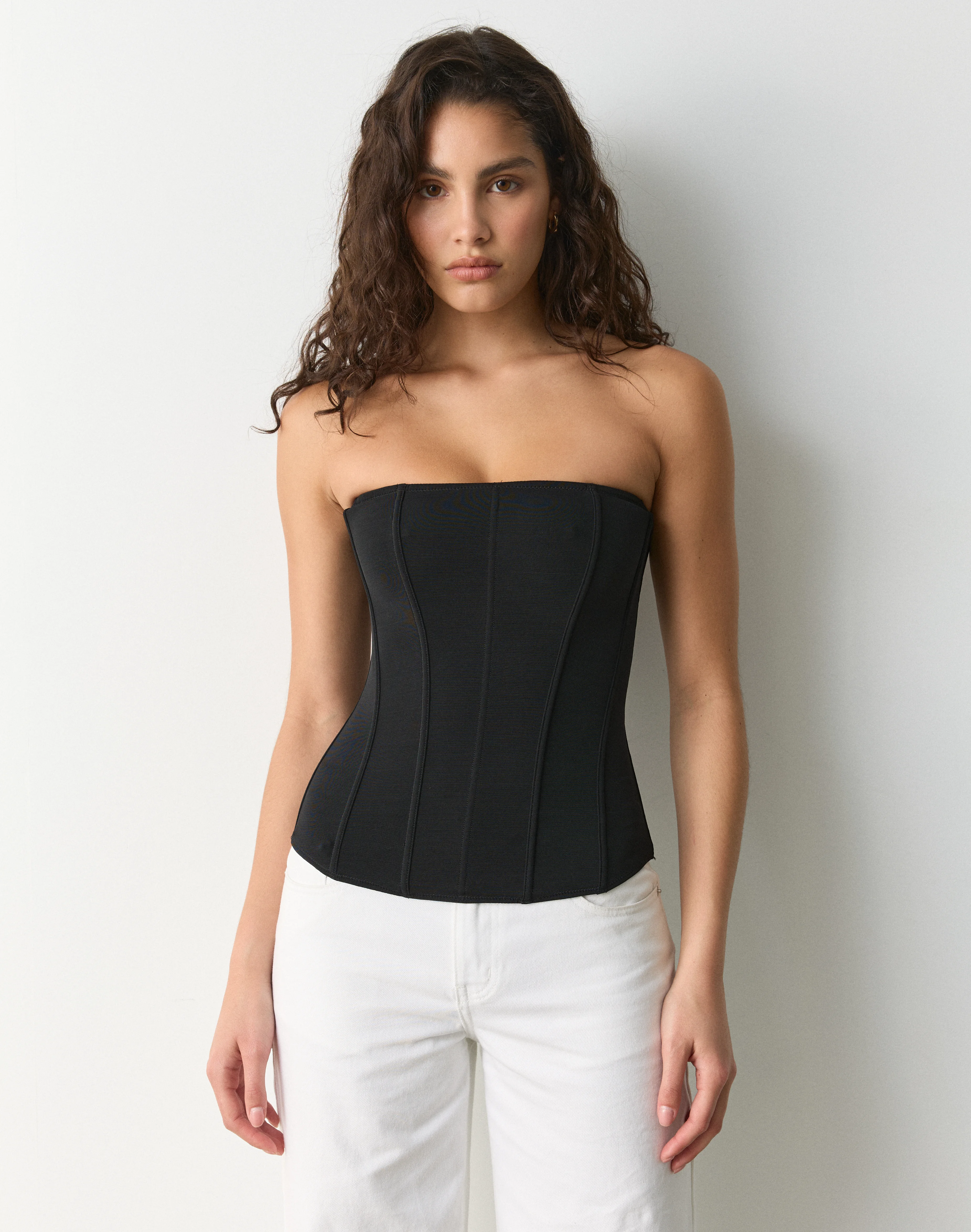 Strapless Mesh Sculpt Corset Black