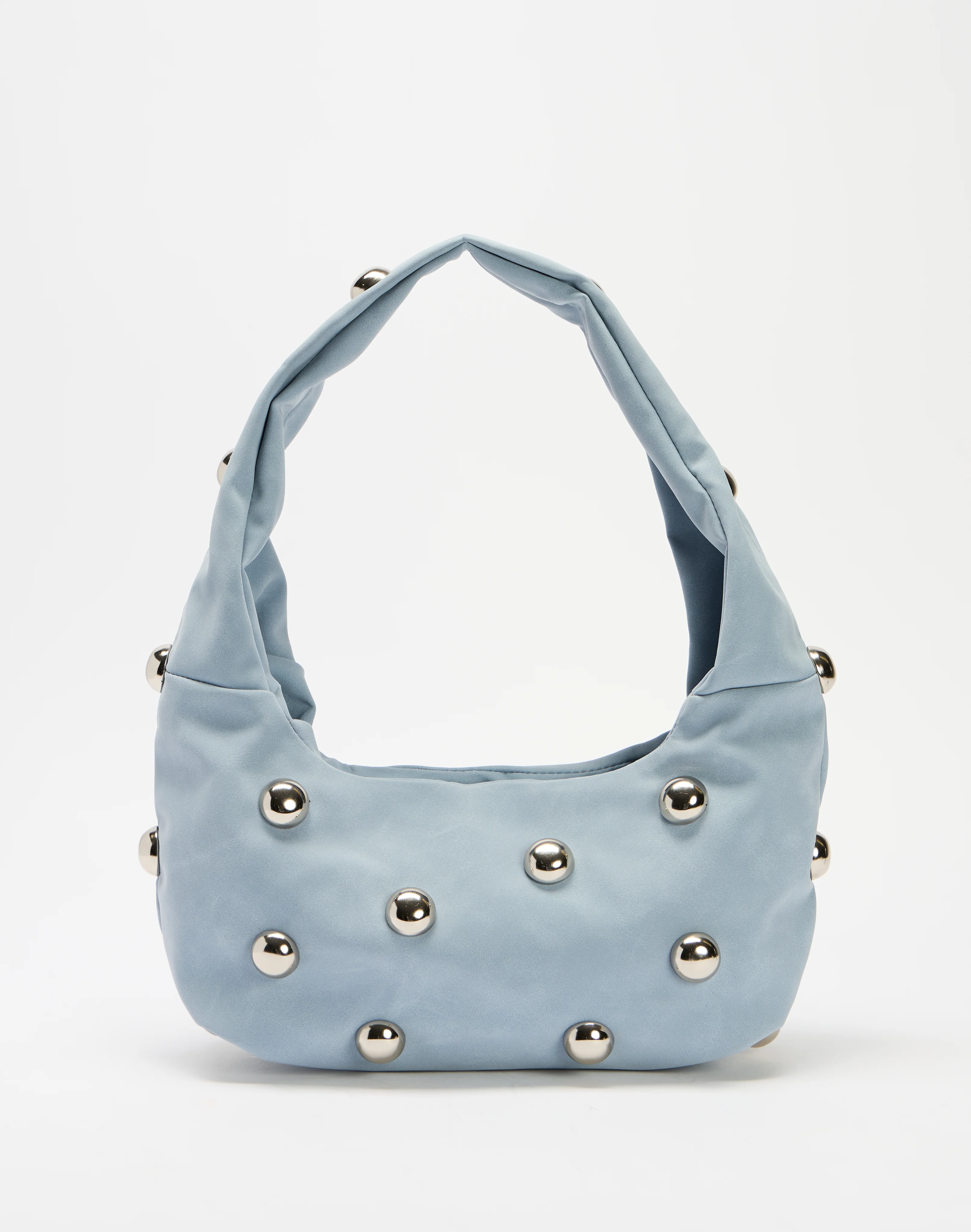 Chunky Studded Shoulder Bag Steel Blue X Silver