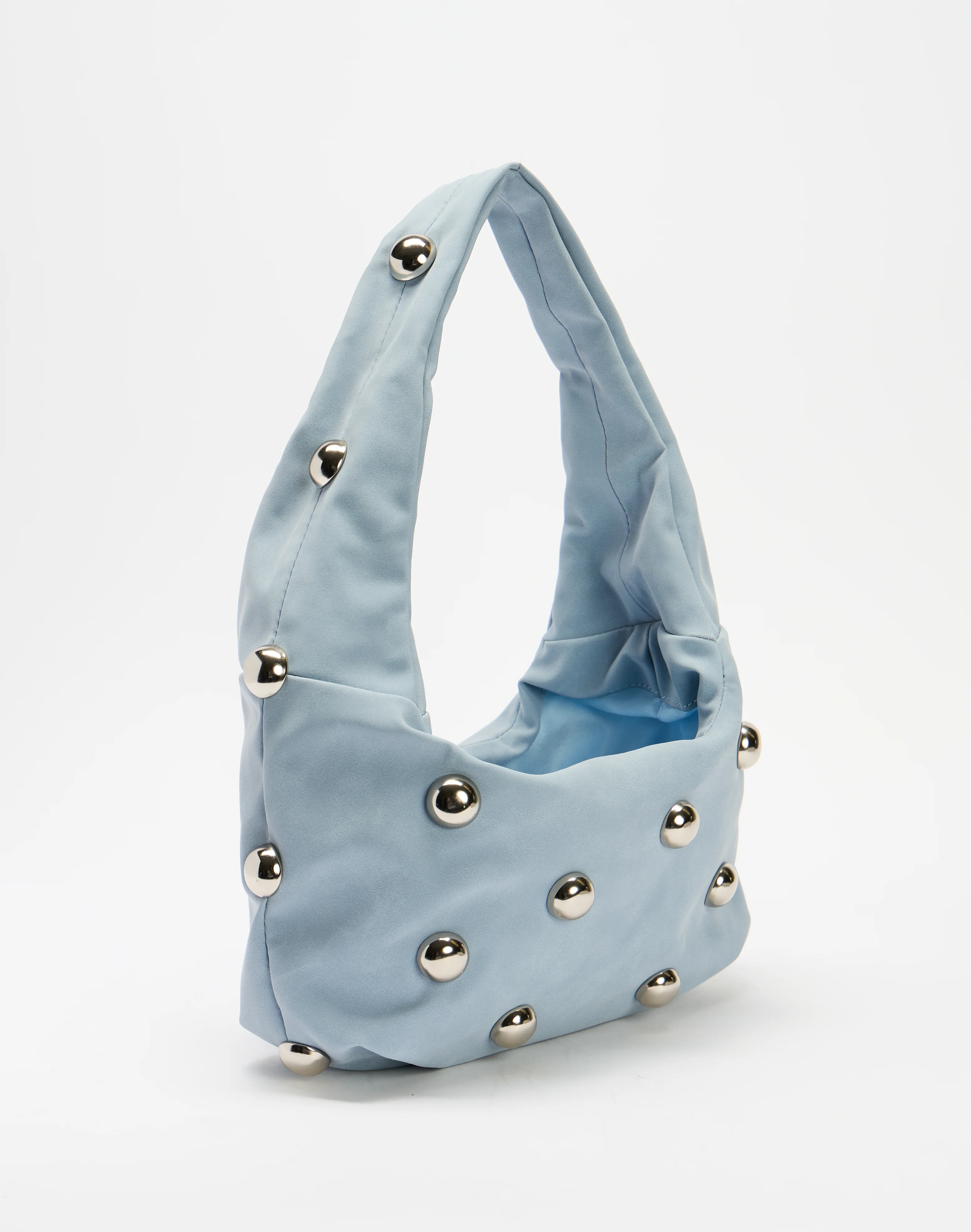 Chunky Studded Shoulder Bag Steel Blue X Silver
