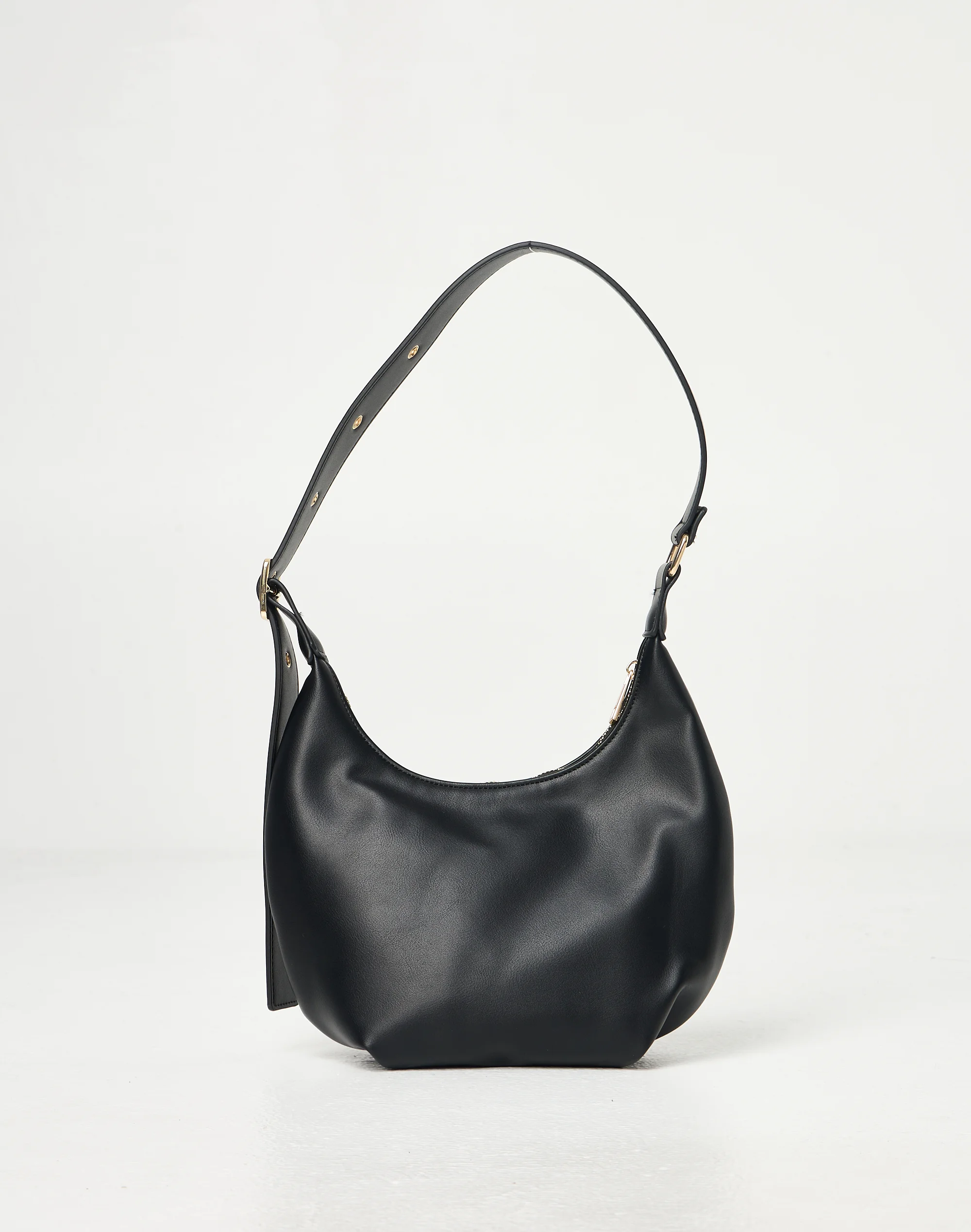 Buckle Medium Shoulder Bag Black X Gold